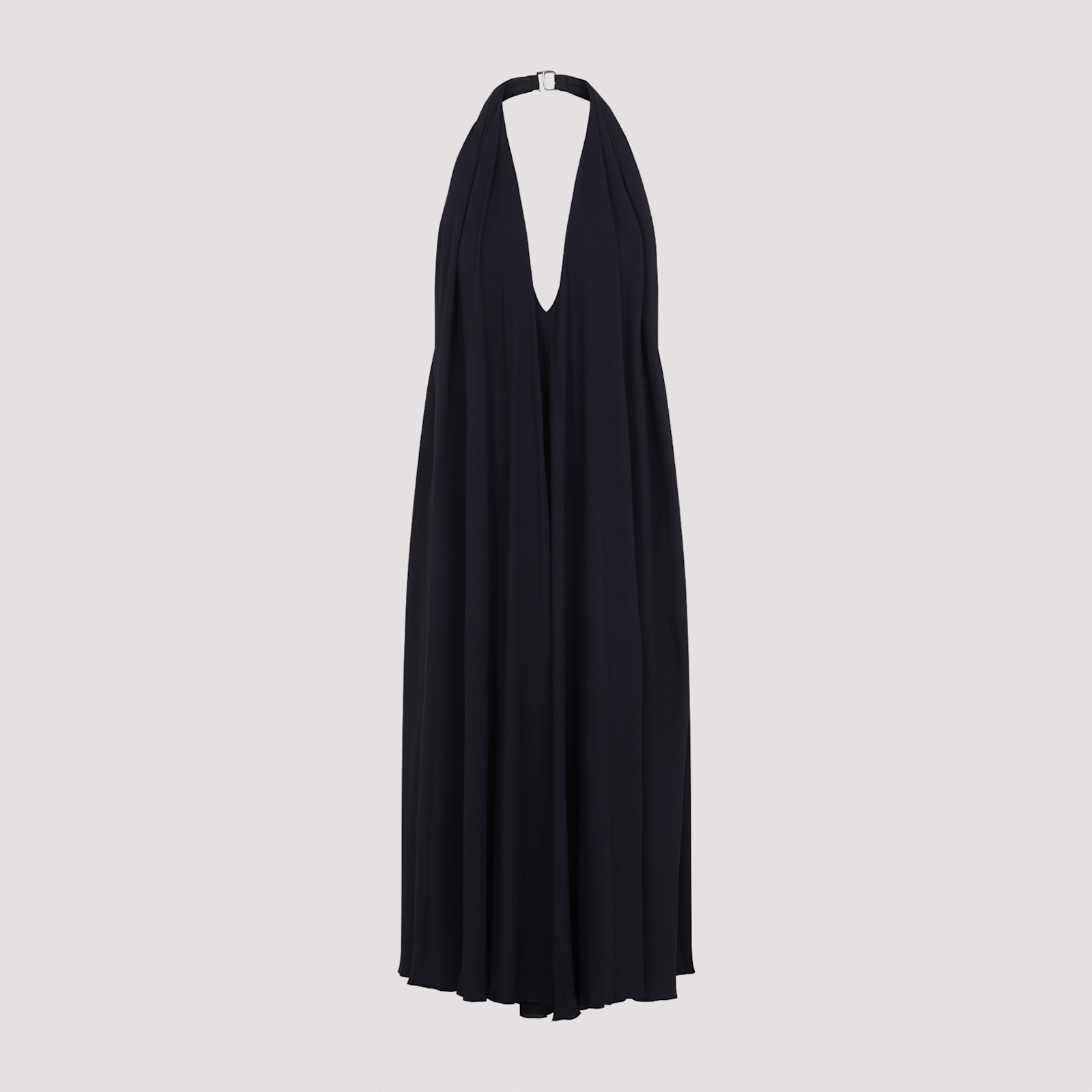 Jacquemus The Norma Draped Maxi Halter Dress In Dark Navy