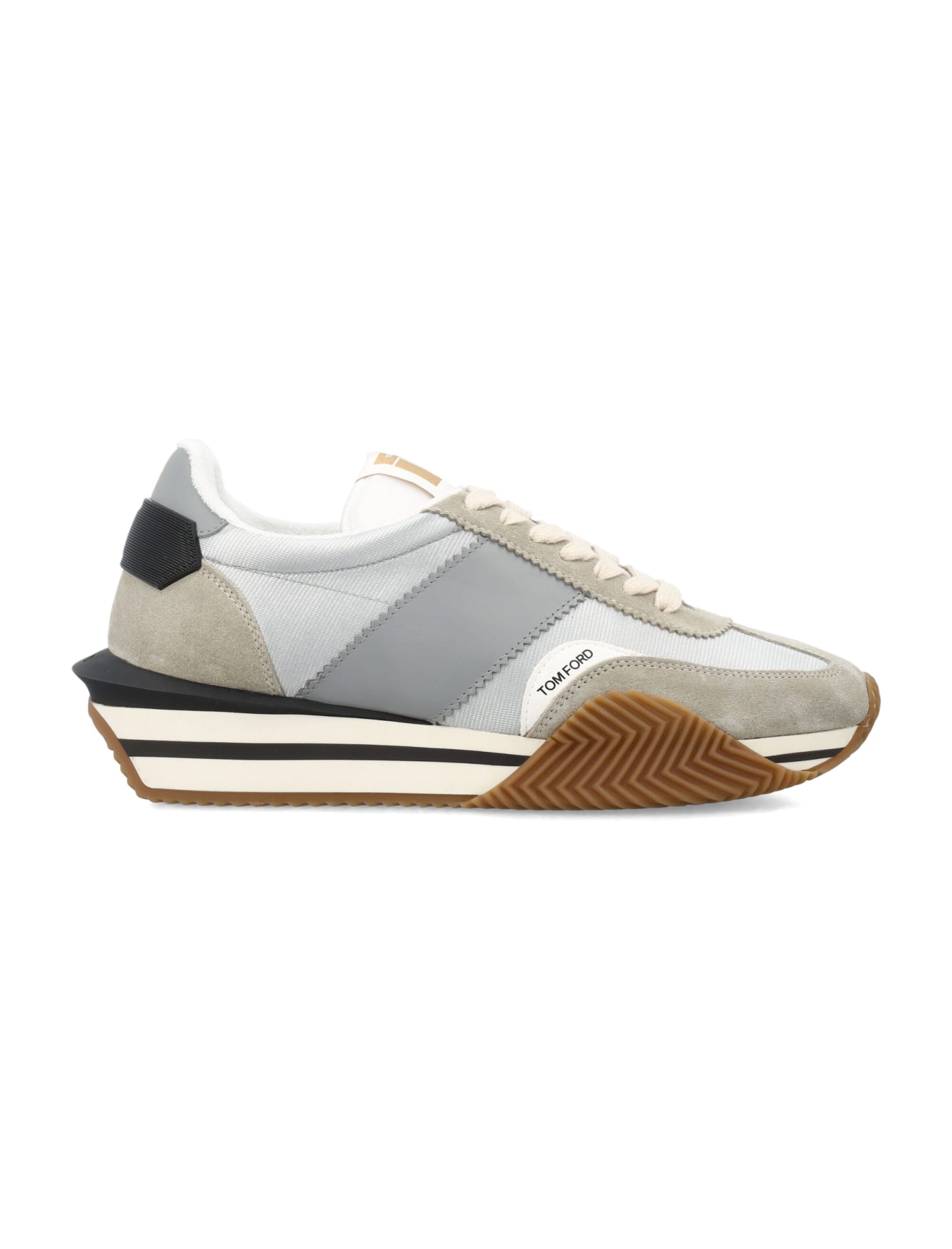Shop Tom Ford James Sneakers In Silver+cream
