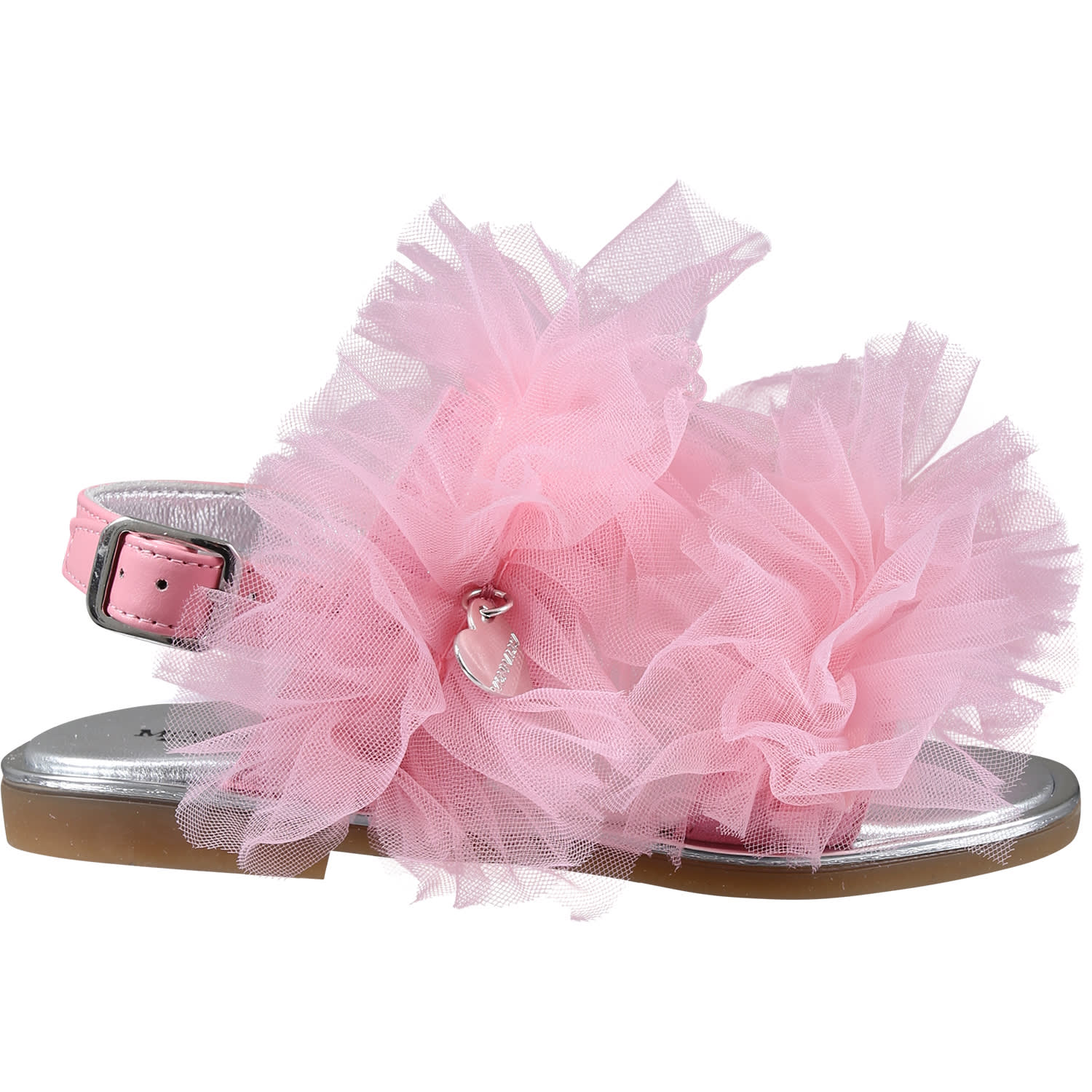 Monnalisa Kids' Pink Sandals For Girl With Tulle