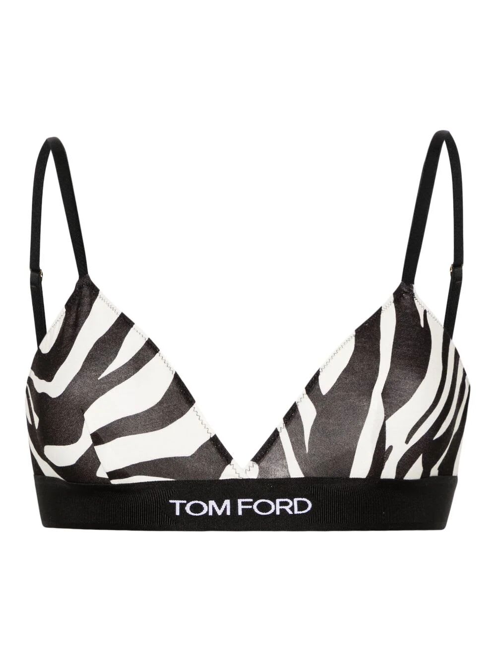 Shop Tom Ford Optical Zebra Printed Modal Signature Bra In Xecbl Ecru Black