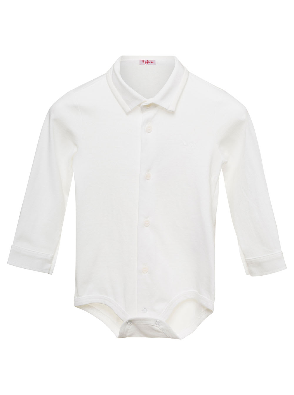 Shop Il Gufo White Romper With Collar And Buttons In Cotton Baby