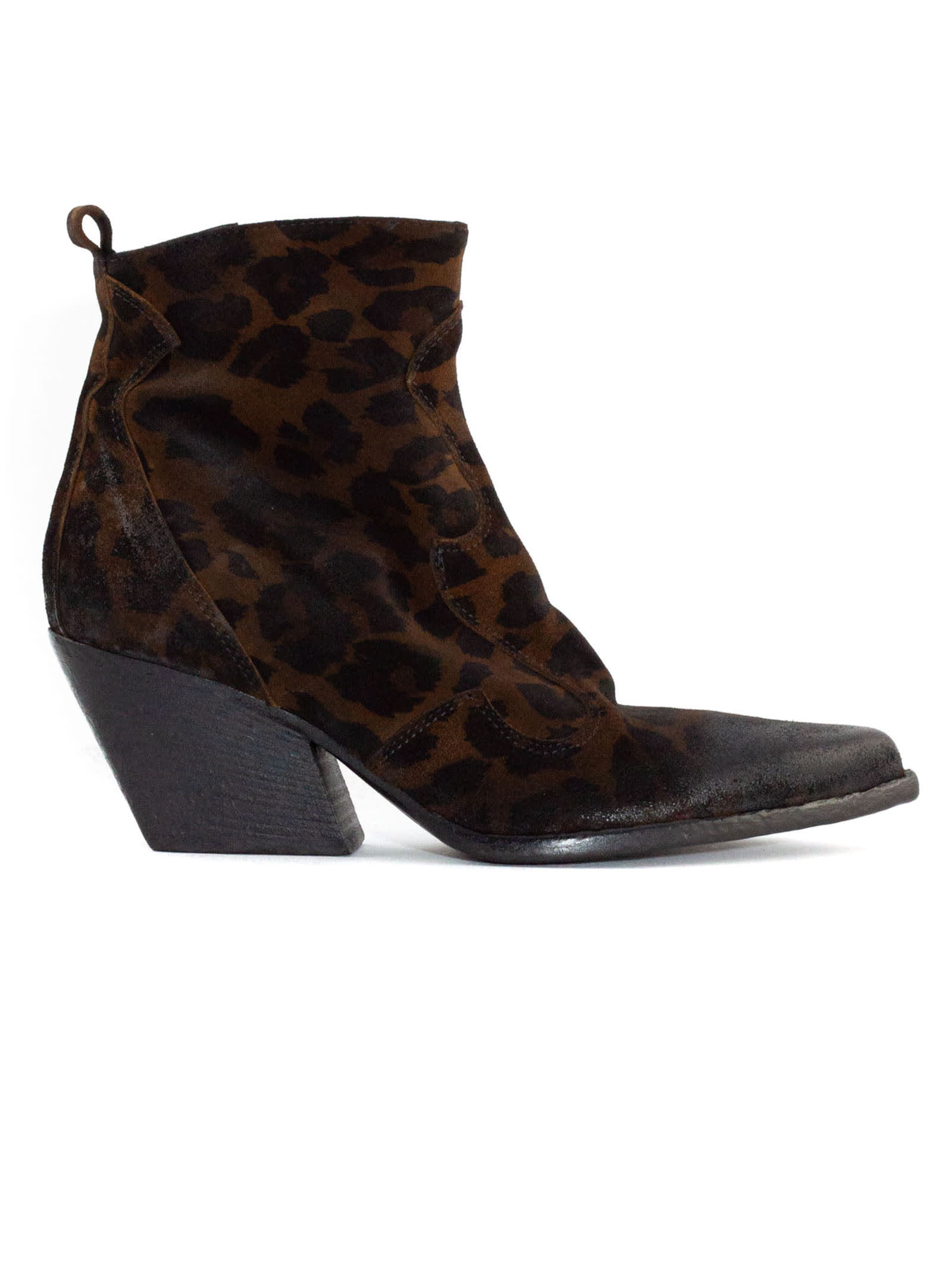 Shop Elena Iachi Vintage Effect Spotted Suede Ankle Boot In Brown