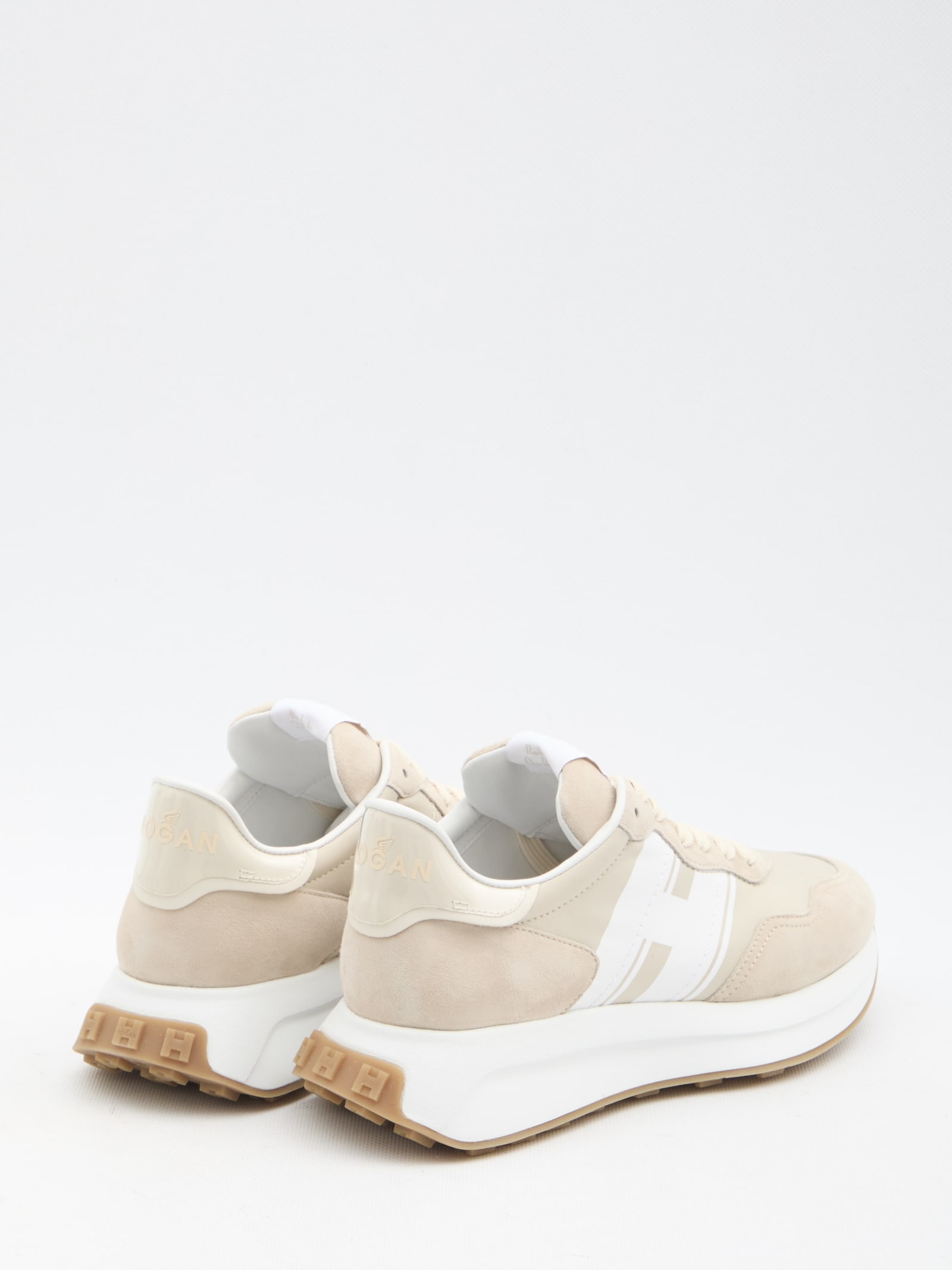 Shop Hogan H641 Sneakers In Beige