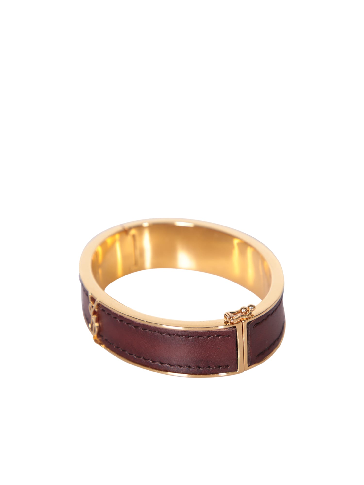 Shop Saint Laurent Casandre Brown/gold Bracelet In Metallic