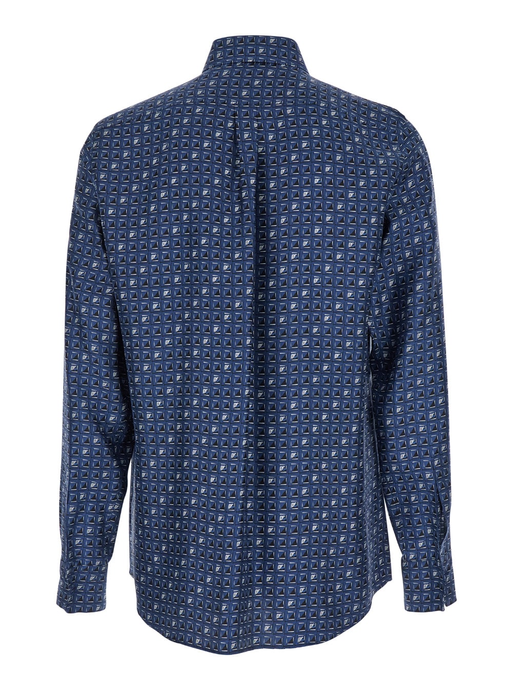 Shop Dolce & Gabbana Blue Shirt With All-over Print In Silk Man