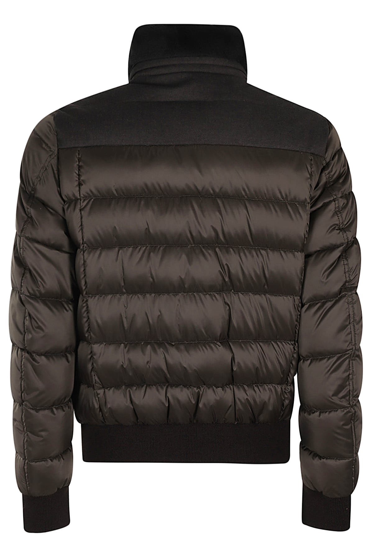 Moorer Quilted High Collar Jacket With Front Pockets In Militare Fumo