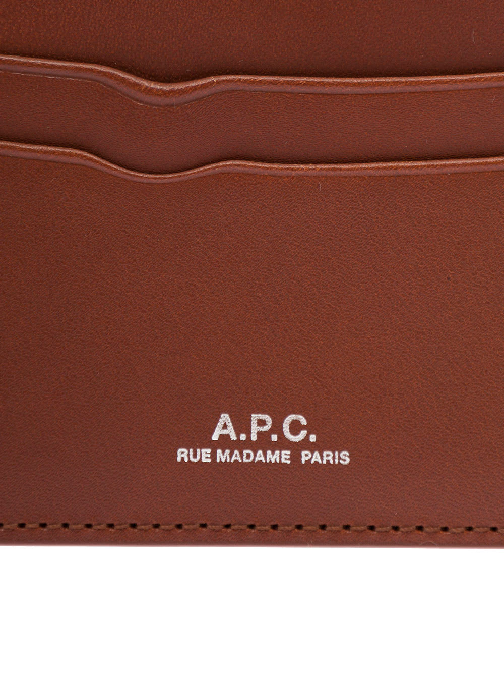 Shop Apc Brown Card-holder With Logo Print In Leather Man
