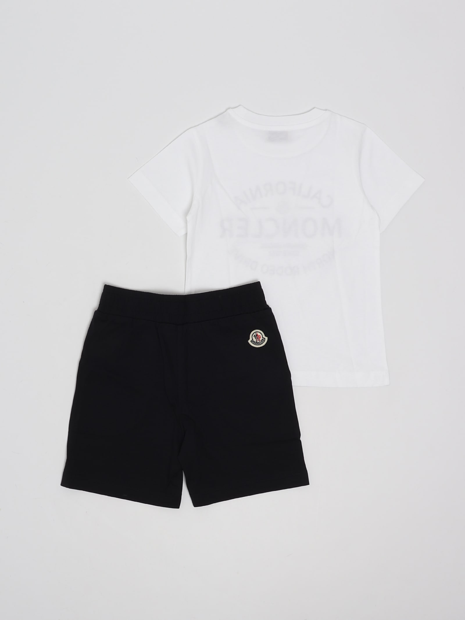 Shop Moncler T-shirt+shorts Suit In Bianco-blu