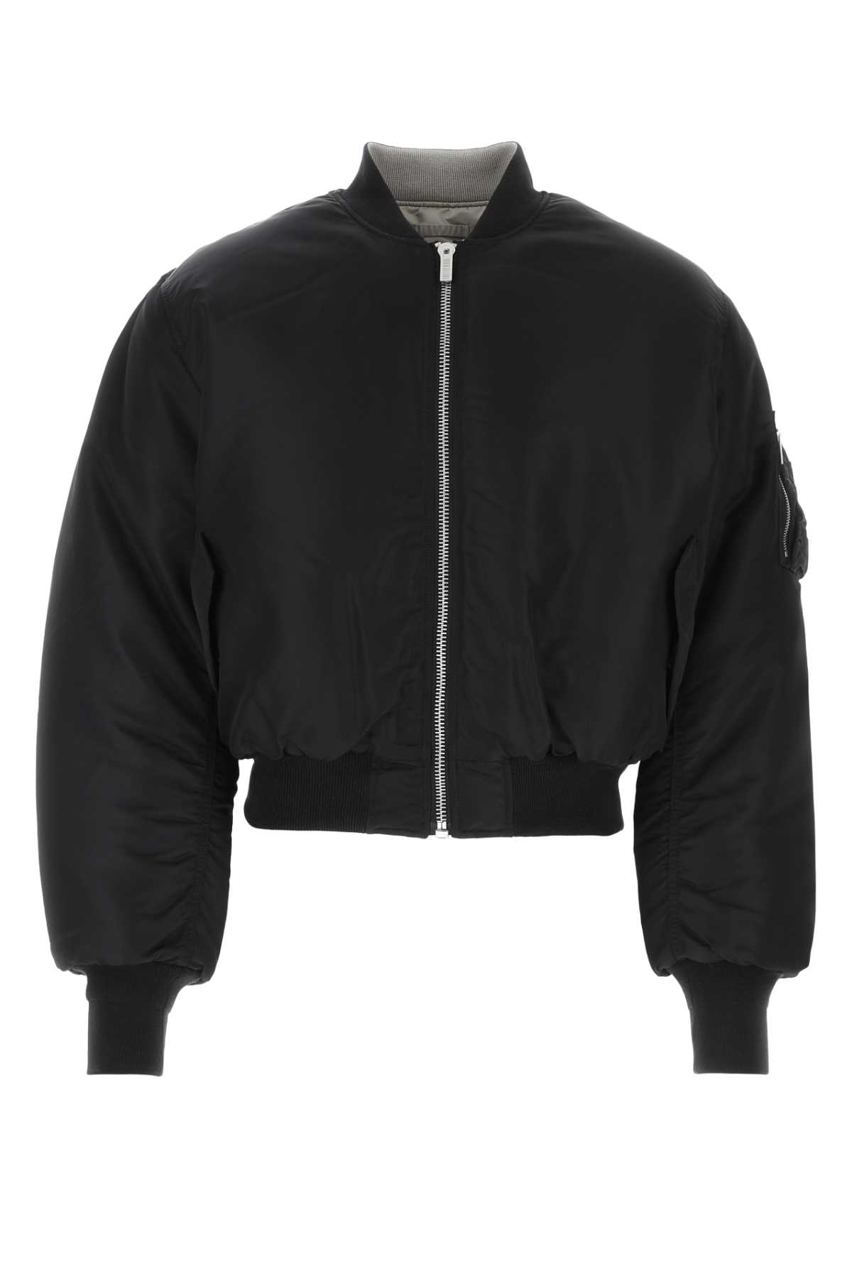 Black Nylon Padded Bomber Jacket