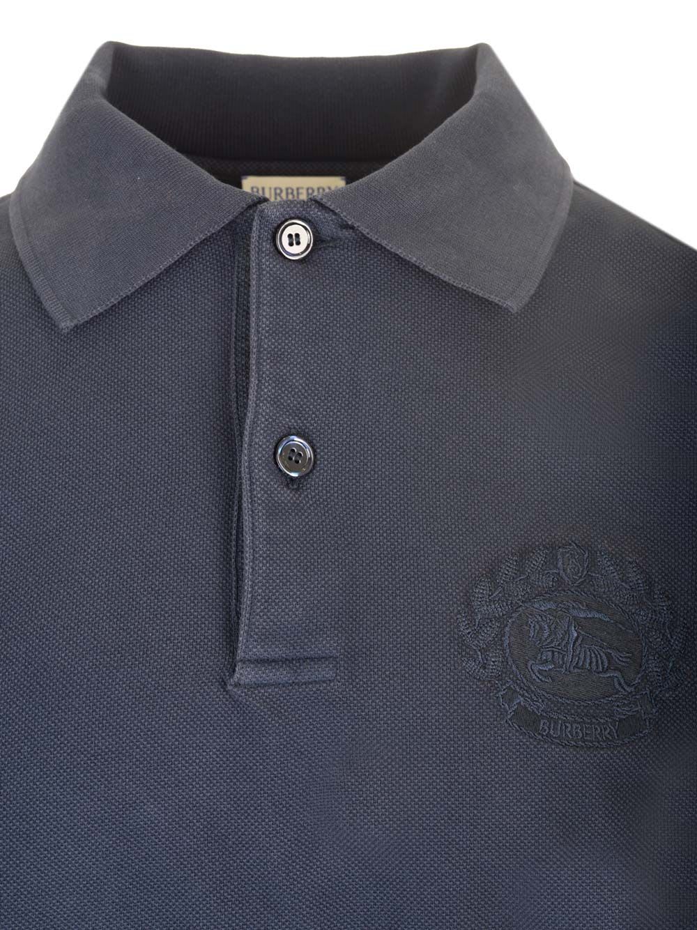 Shop Burberry Ekd Polo Shirt In Blue