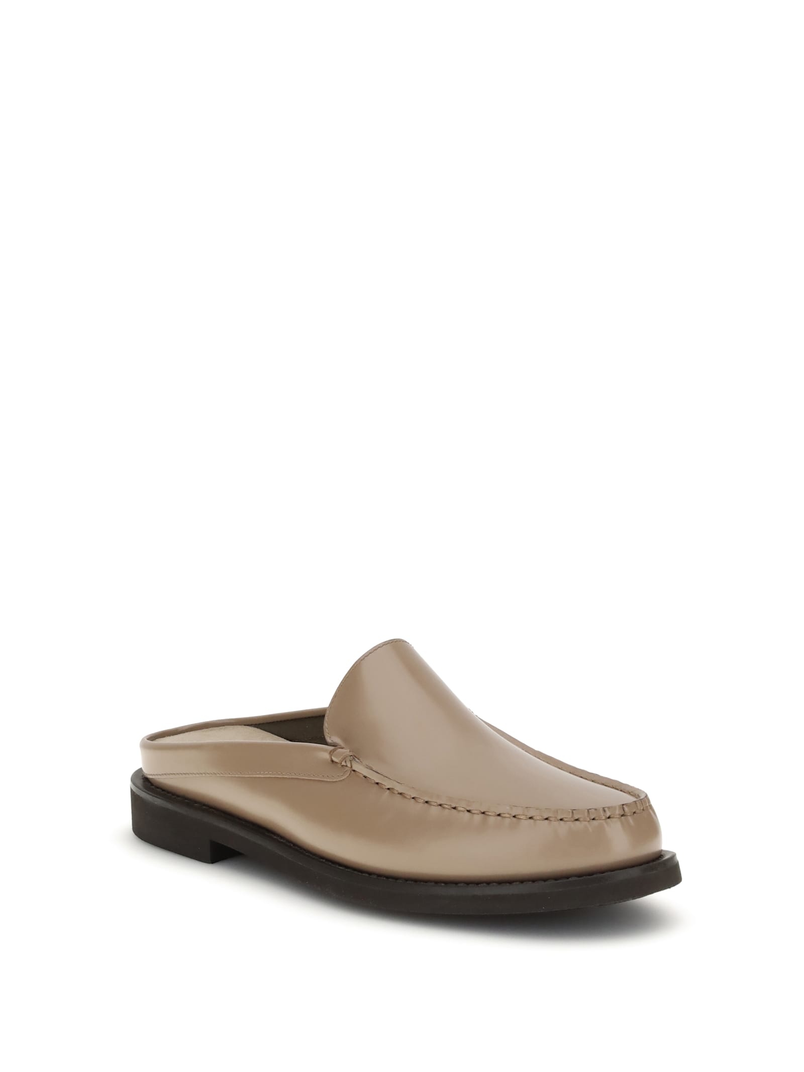 Brunello Cucinelli Women Leather Mules In Gray