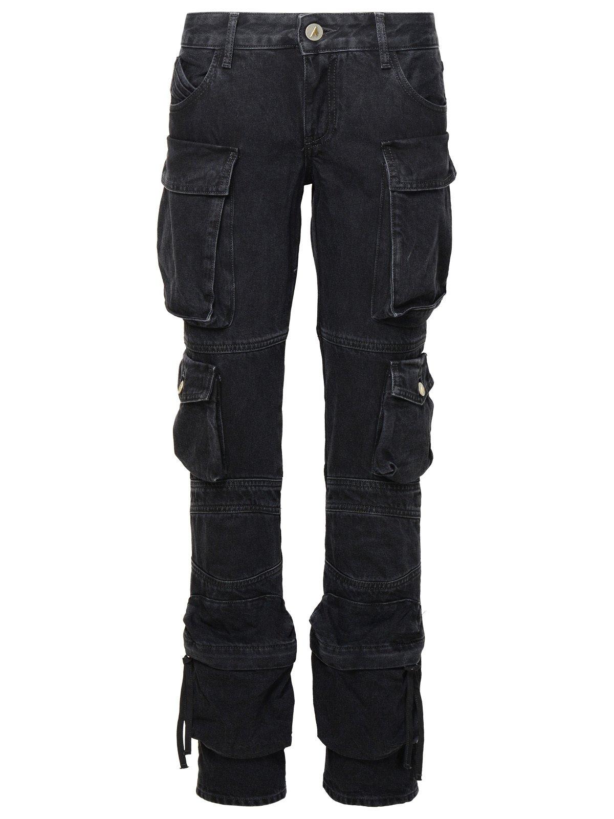 Shop Attico Essie Straight-leg Cargo Jeans In Black