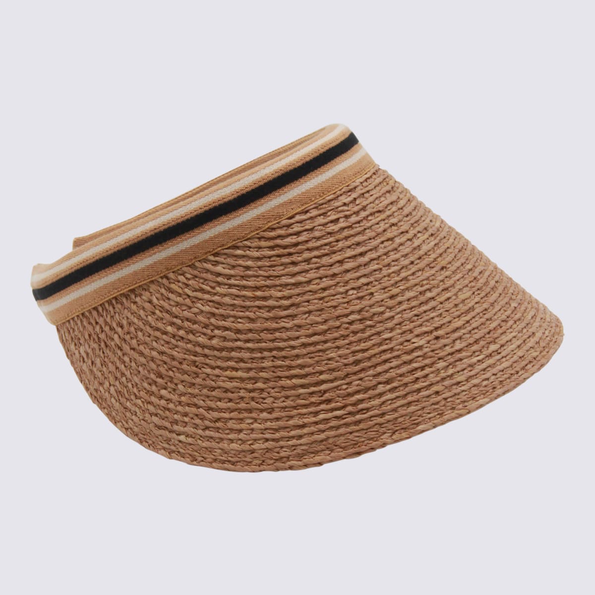 Helen Kaminski Bianca 12 Striped Raffia Visor Hat In Brown