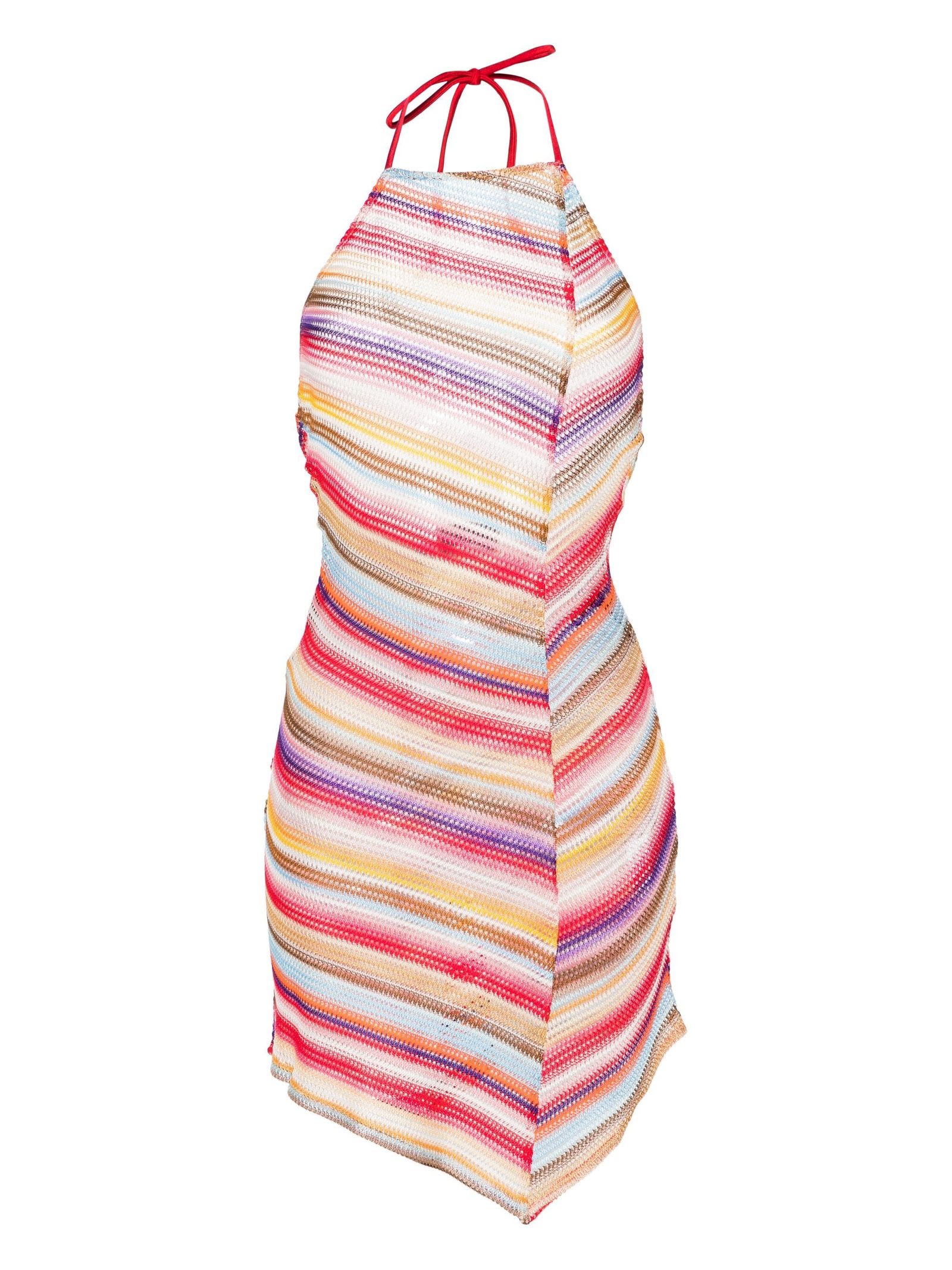 Shop Missoni Striped Crochet-knit Beach Dress In Multicolour