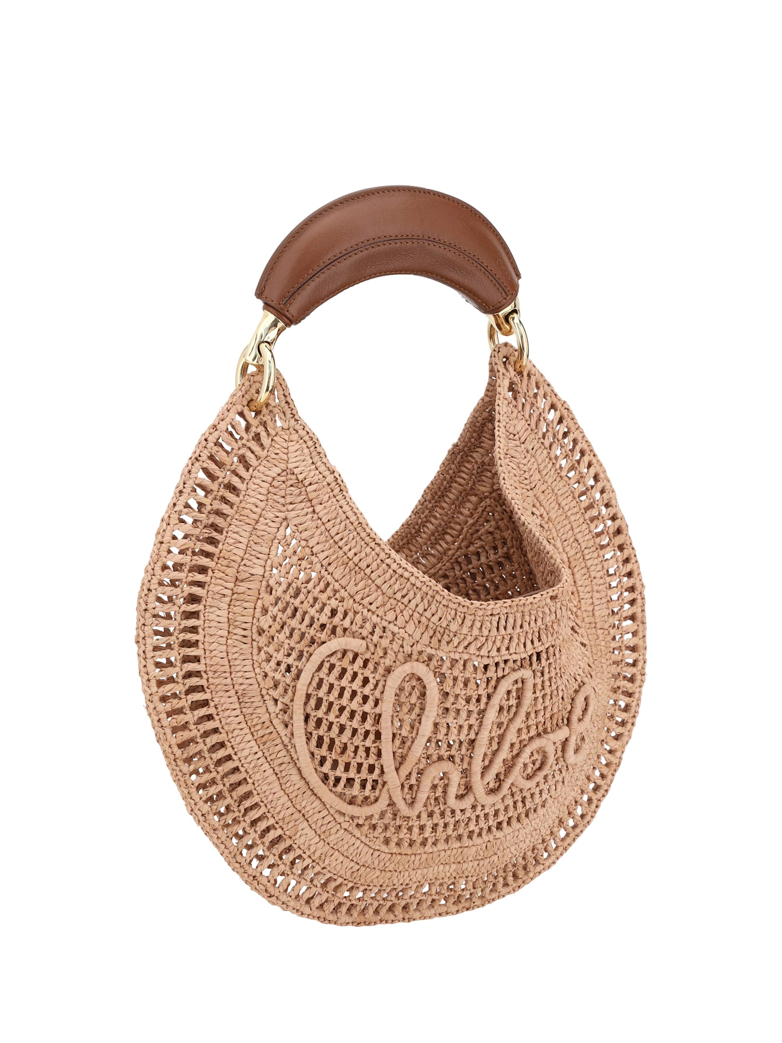 Chloé Summer Banana Top-handle Bag In Crochet Fabric