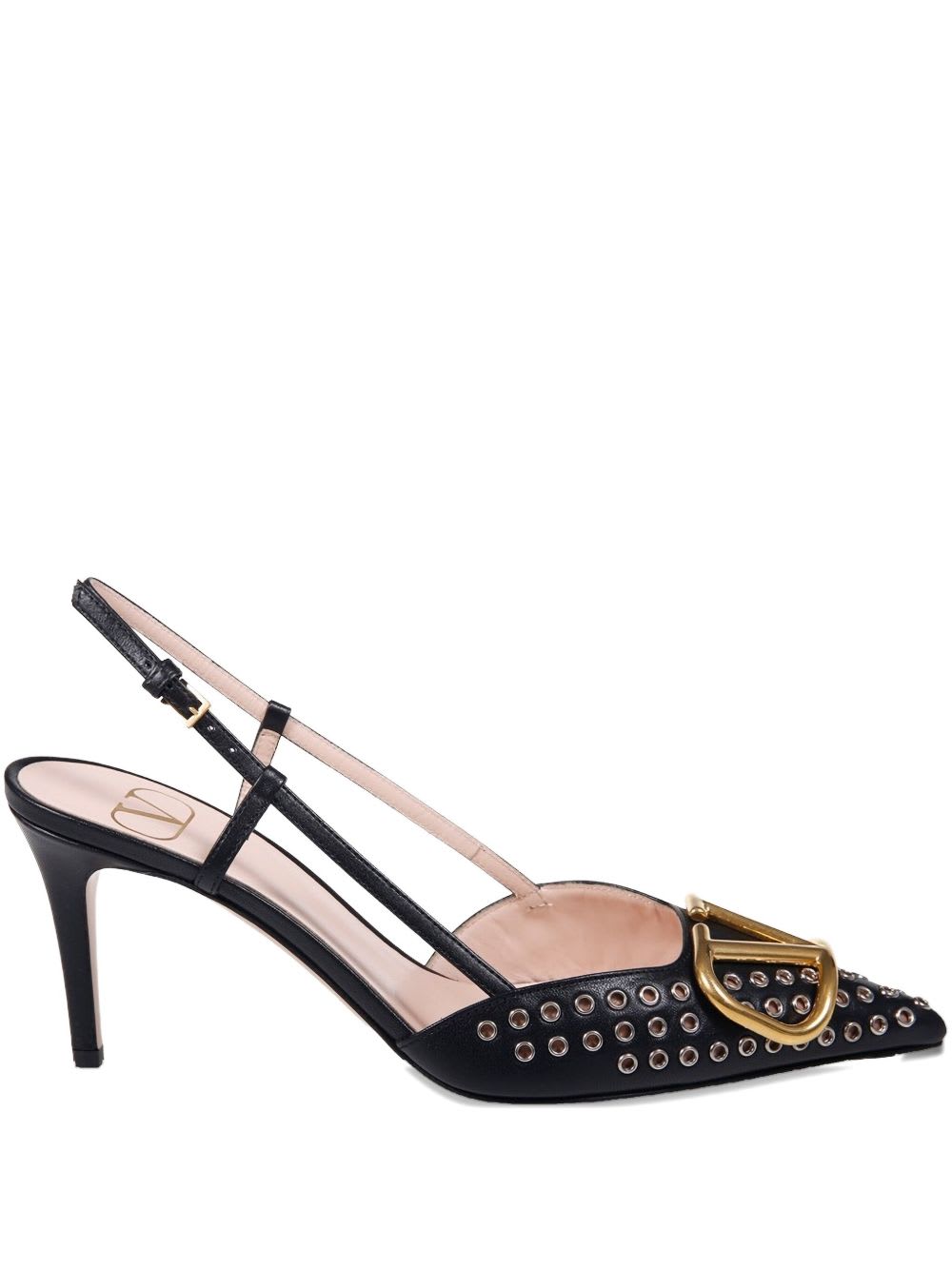 Valentino Pointed Toe Slingback Pumps Featuring Studs In Black
