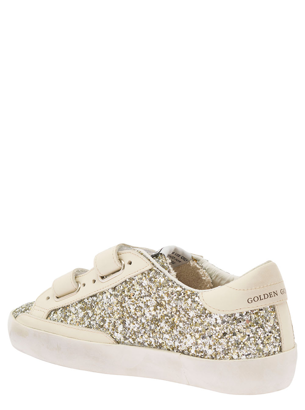 Shop Golden Goose White Low Top Sneakers With All-over Glitters In Tech Fabric Girl In Grey
