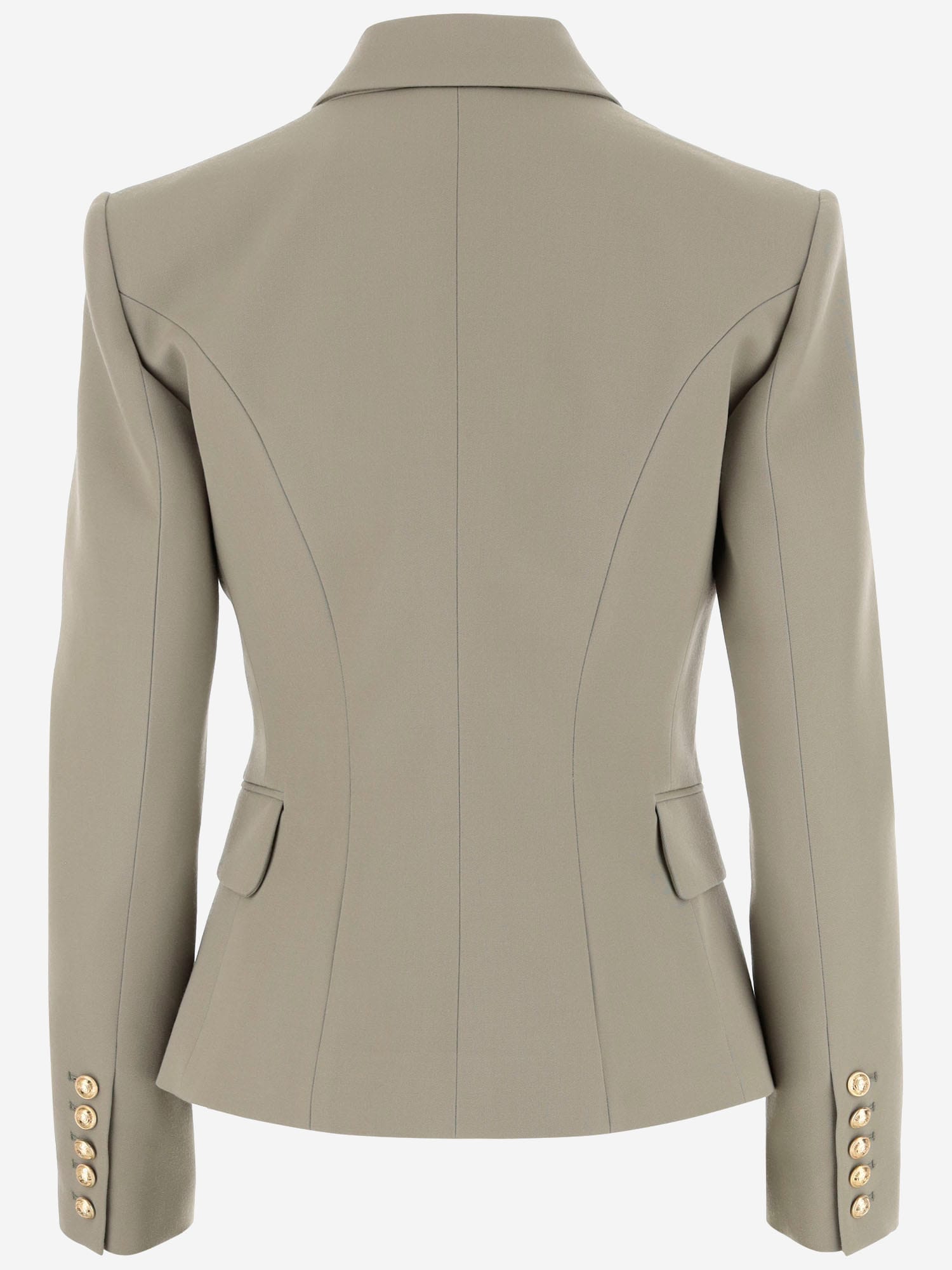 Shop Balmain Wool Jacket In Beige