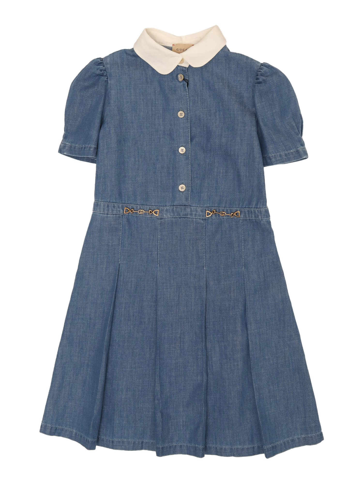 Gucci Kids' Denim Dress With Horsebit In Blue ModeSens