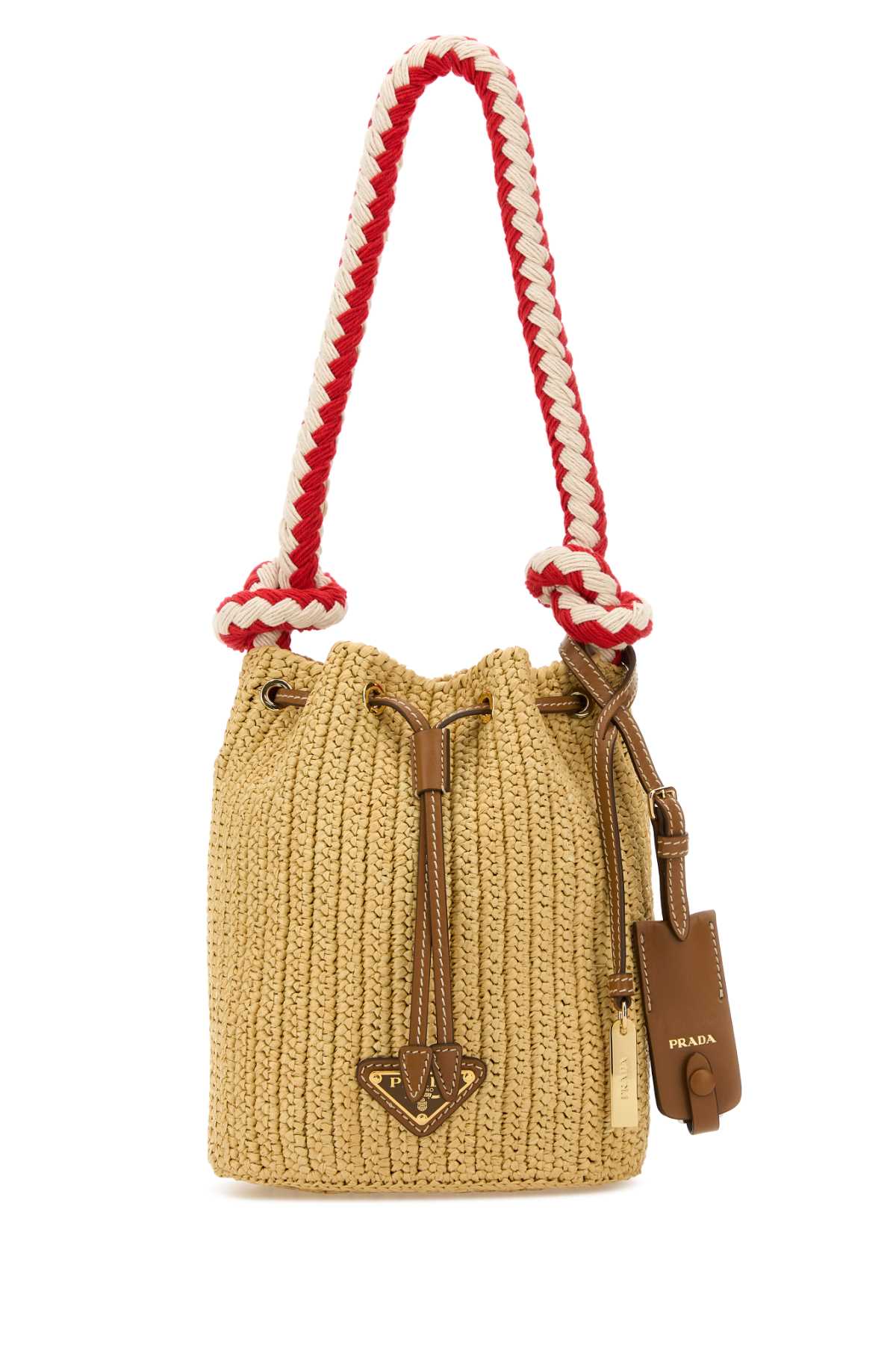 Prada Mini Bucket Bag With Braided Handle And Woven Texture