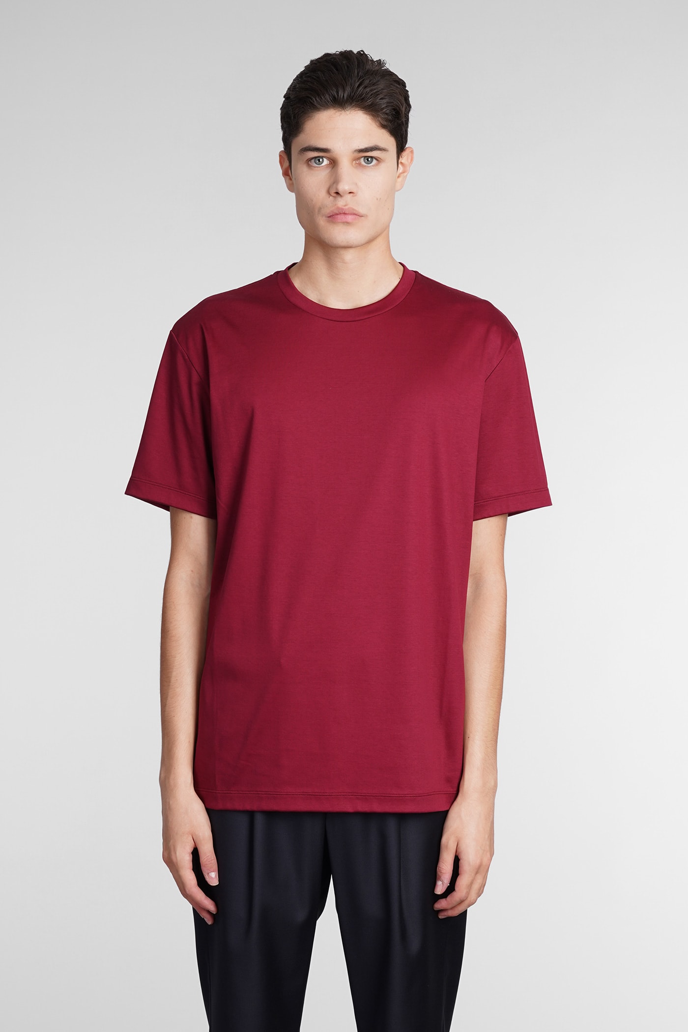 T-shirt In Bordeaux Cotton