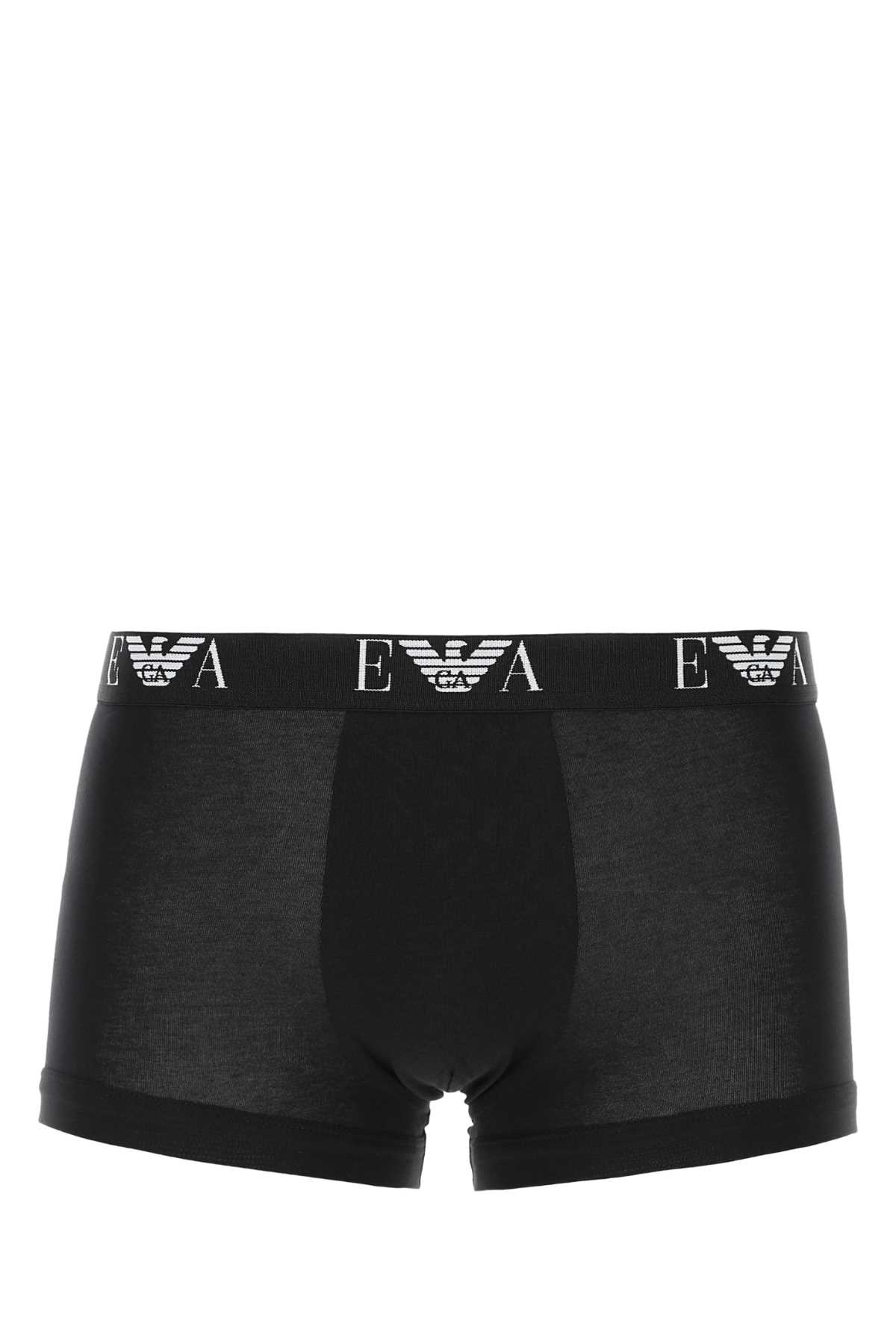 Shop Emporio Armani Black Stretch Cotton Boxer Set In 07320