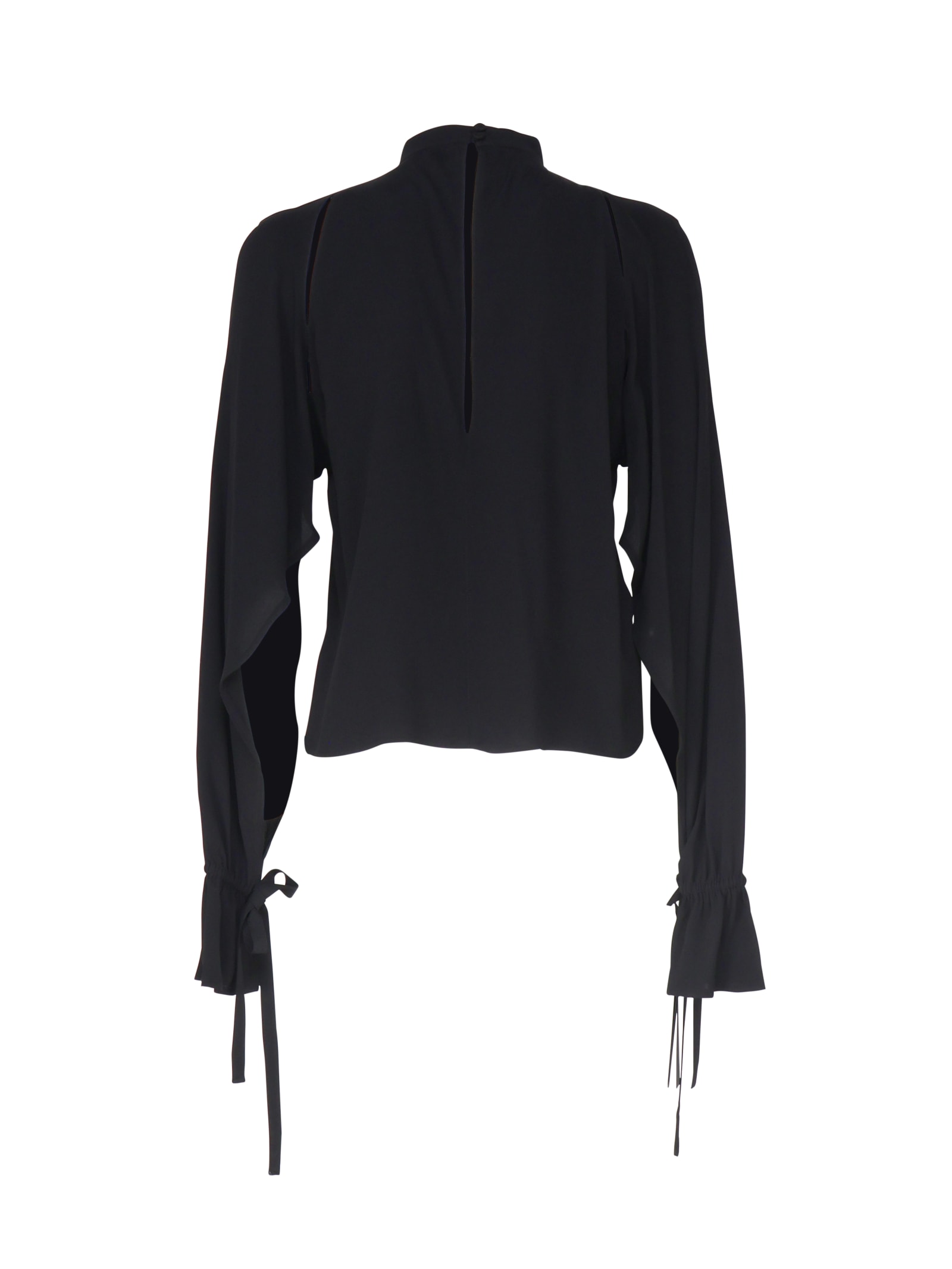 Shop Pinko Flowing Blouse In Silk Blend In Black Limousine