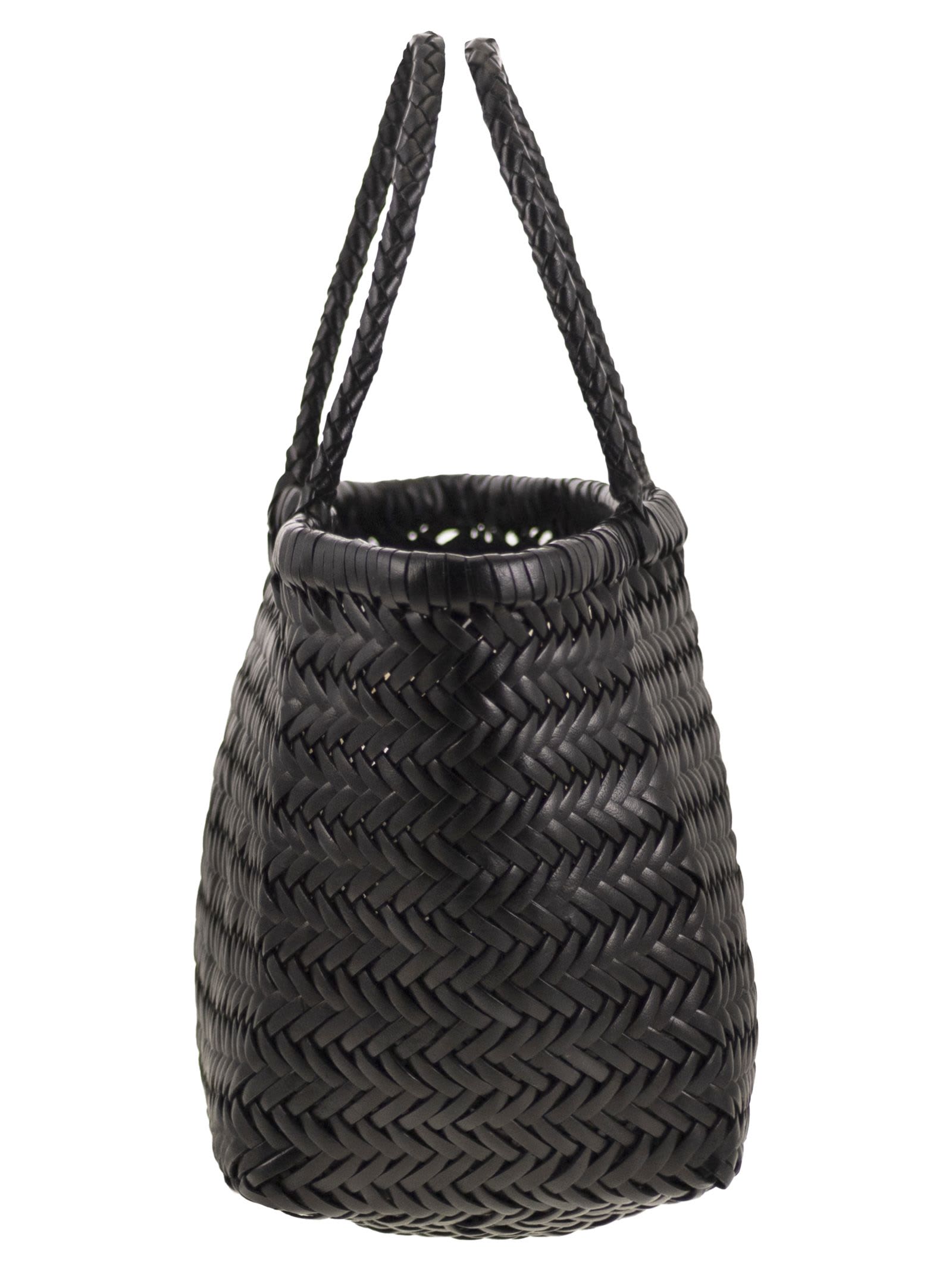 Dragon Diffusion Triple Jump Small - Woven Leather Bag In Black