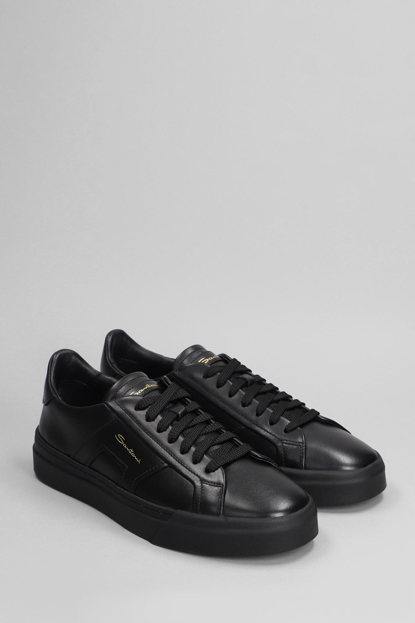 Santoni Double Strap Low-top Sneakers In Black