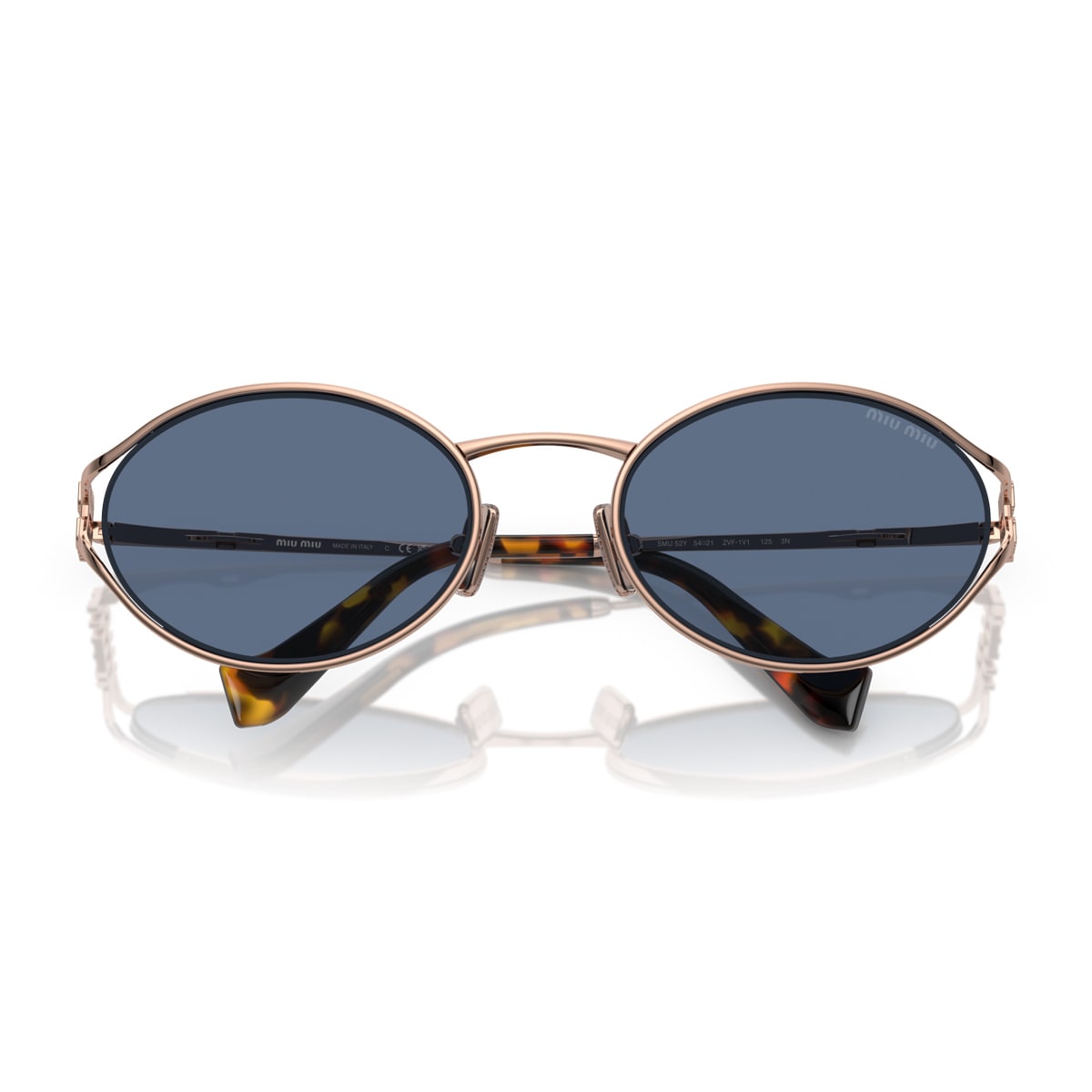 Miu Miu Womens Pink Mu 52ys Round-frame Branded-arm Metal Sunglasses