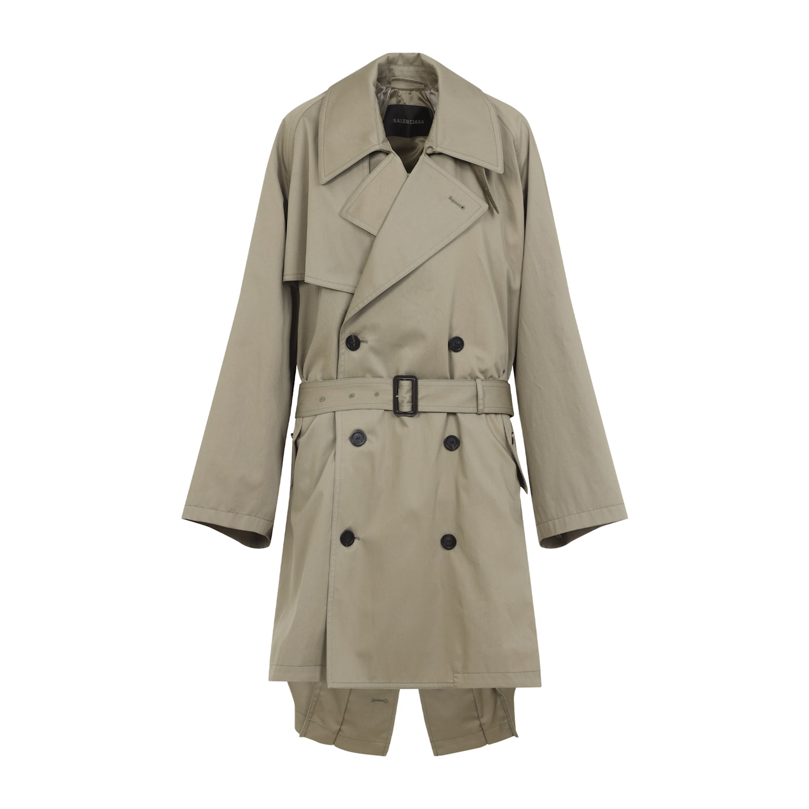 Balenciaga Beige Double-breasted Cotton Trench Coat In Gray