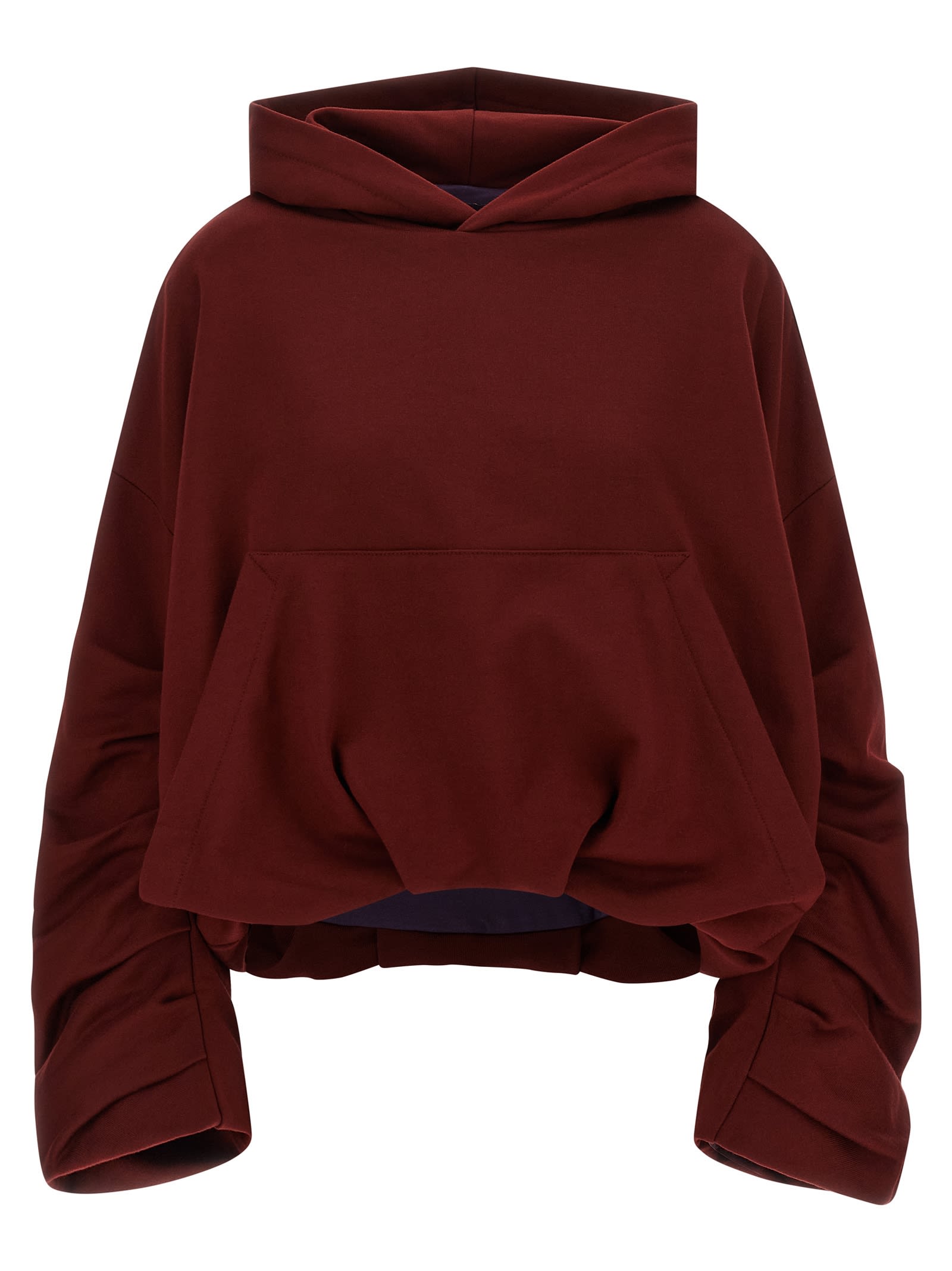 Dries Van Noten Long-sleeved Hooded Sweatshirt In Burgundy