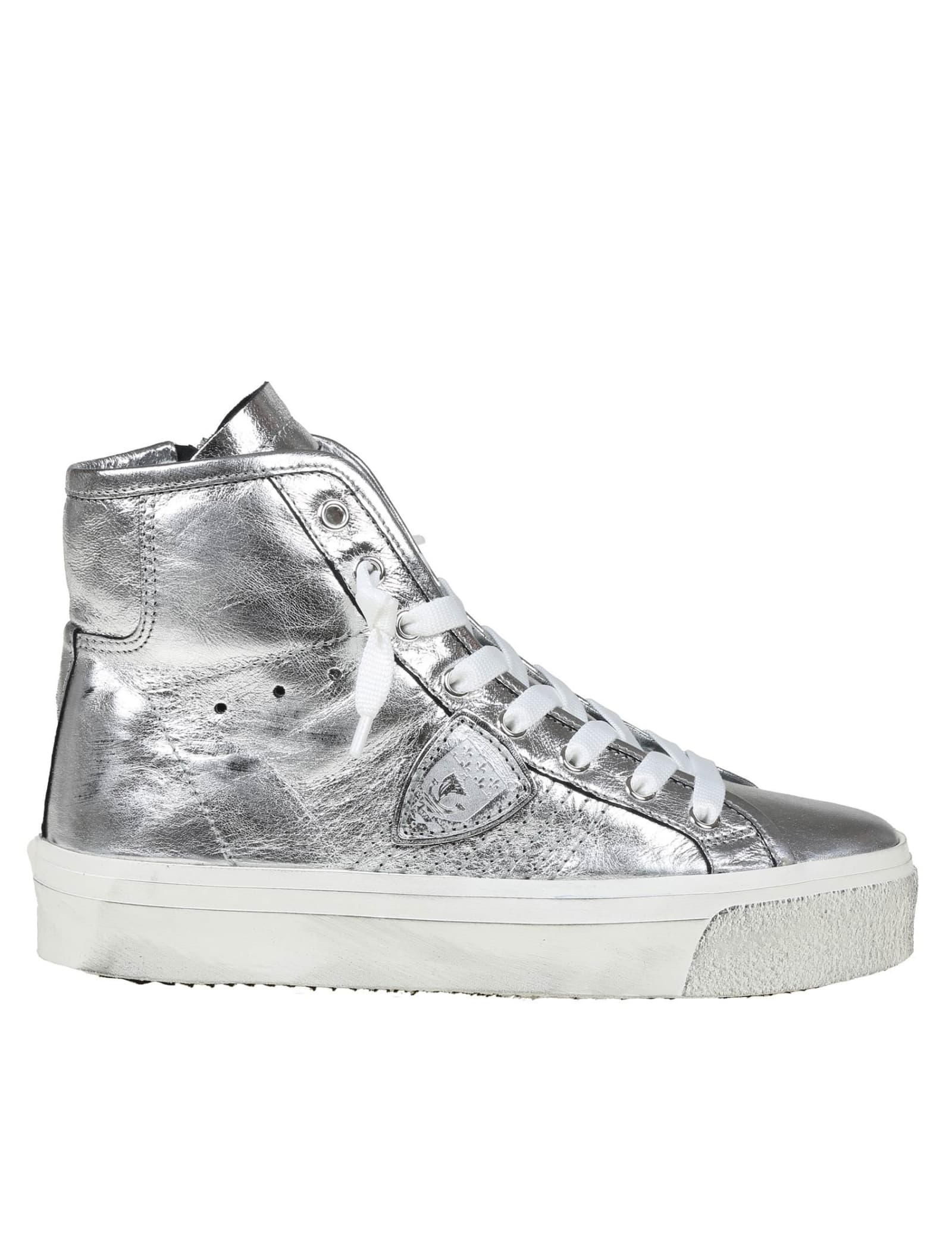 PHILIPPE MODEL PARIS HIGH SNEAKERS IN LAMINATED LEATHER