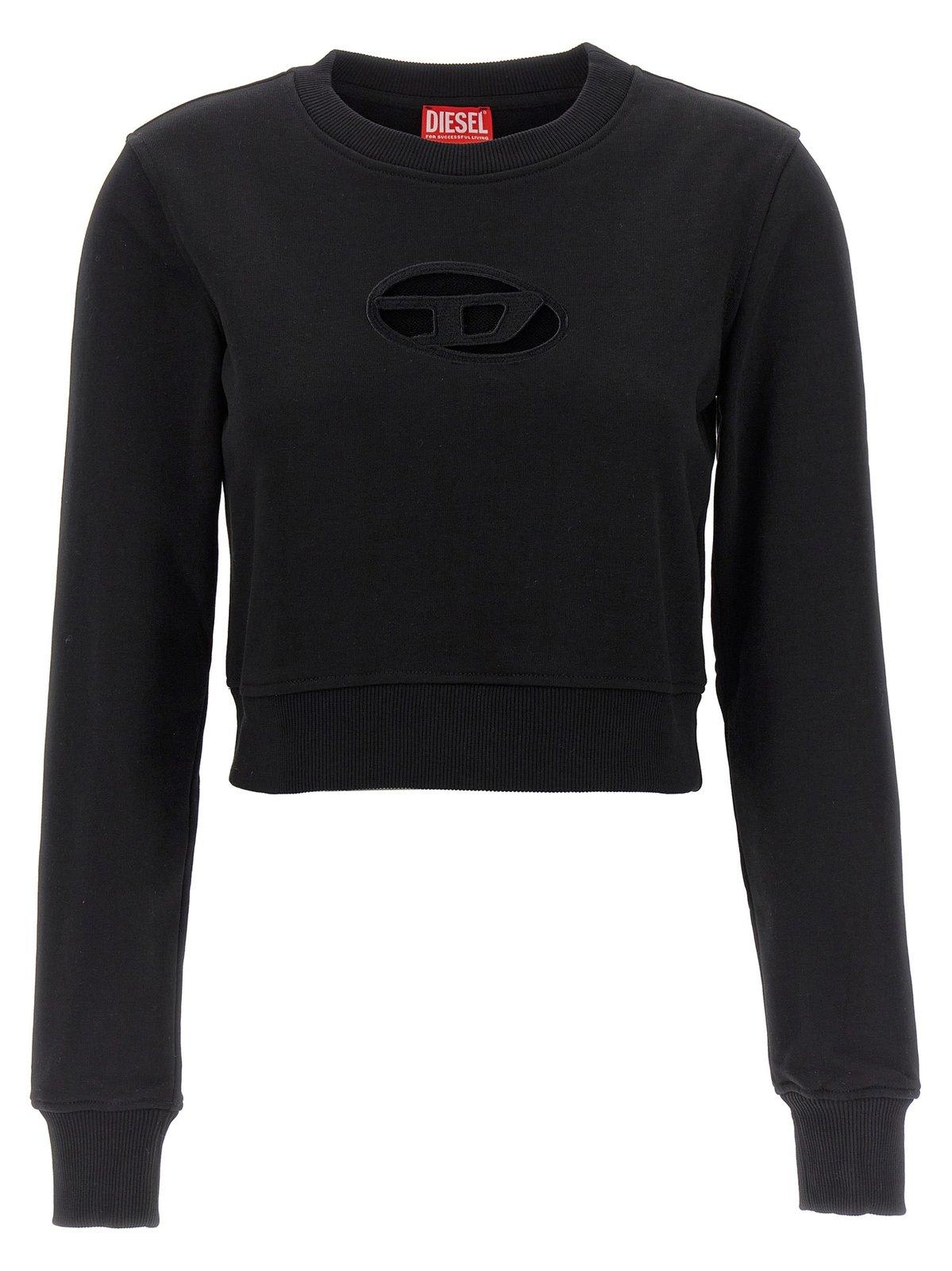 Diesel Jumper With Embroidered Cut-out Logo In Black