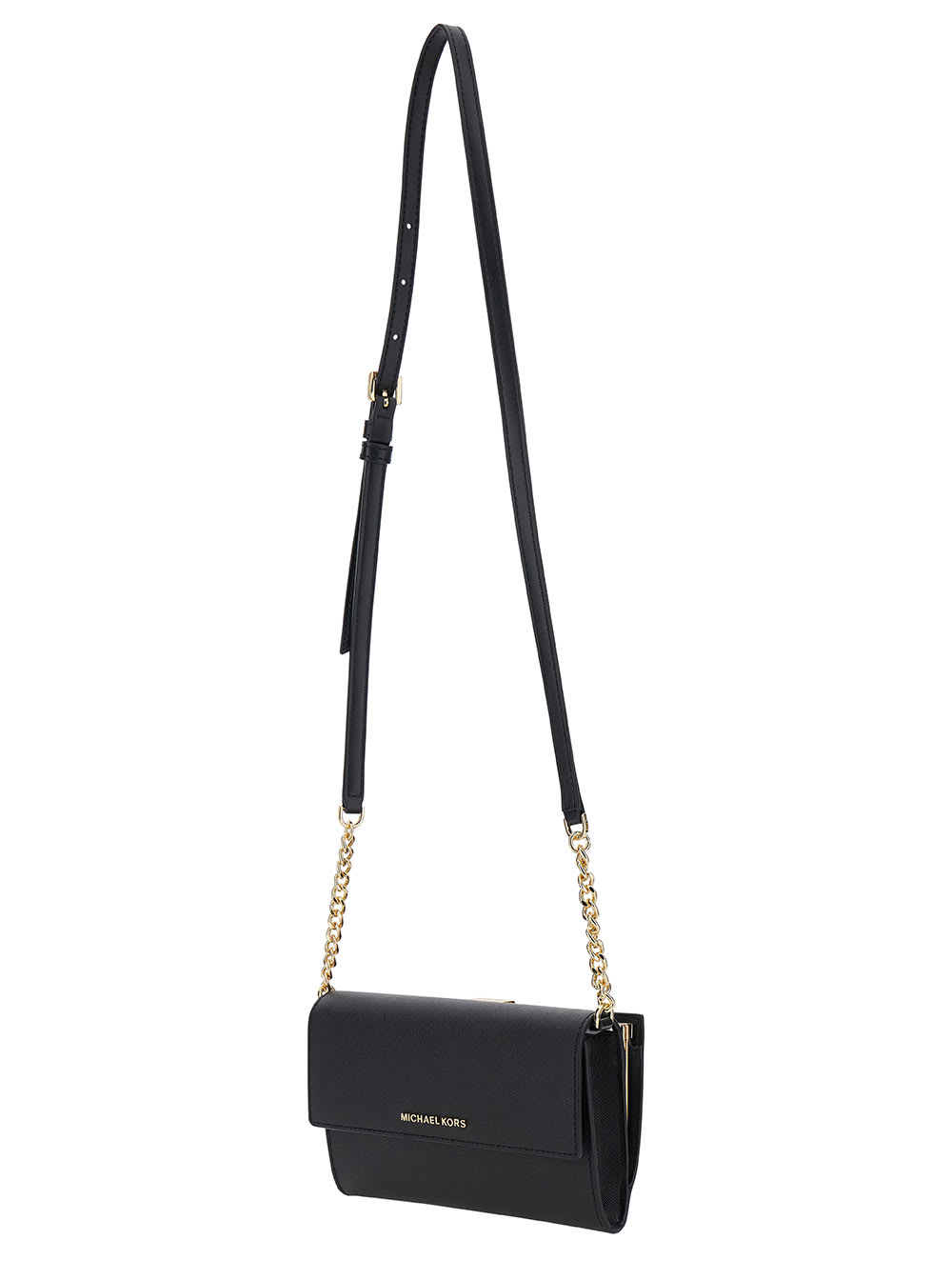 Shop Michael Michael Kors Black Shoulder Bag With Logo Detail In Leather Woman