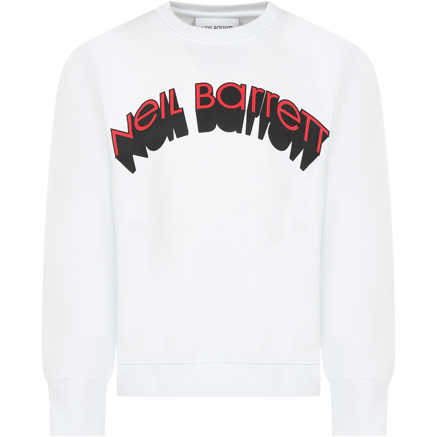 Shop Neil Barrett White Sweatshirt For Boy With Red And White Logo