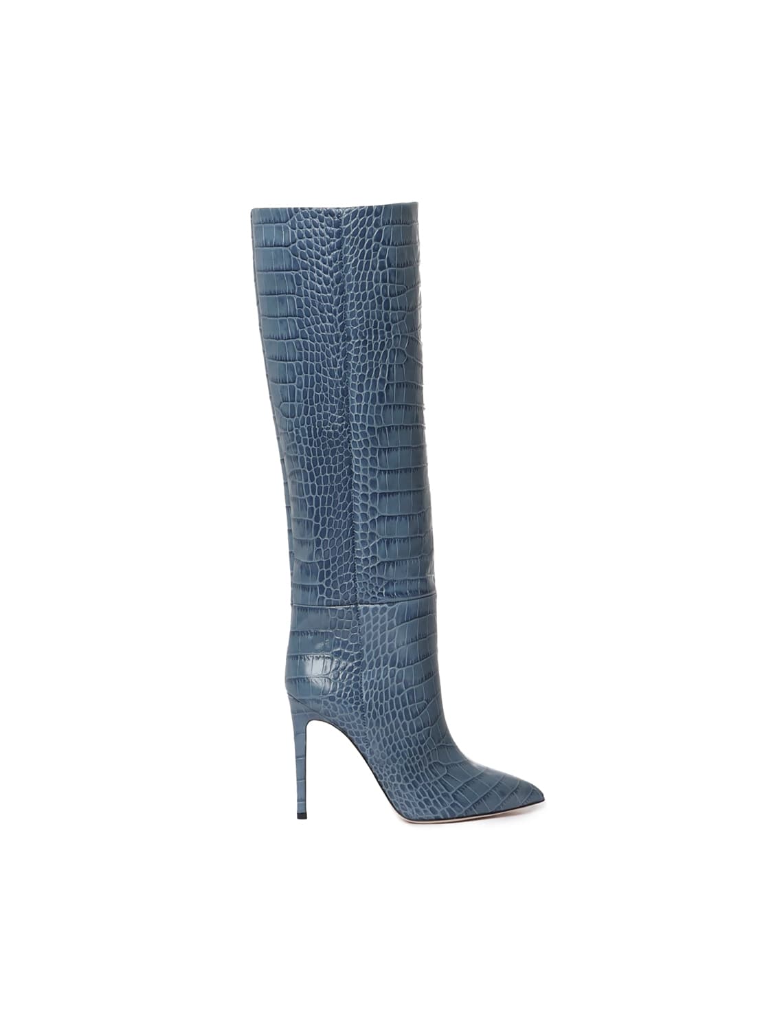 Shop Paris Texas Crocodile Embossed Leather Boots In Blue Denim