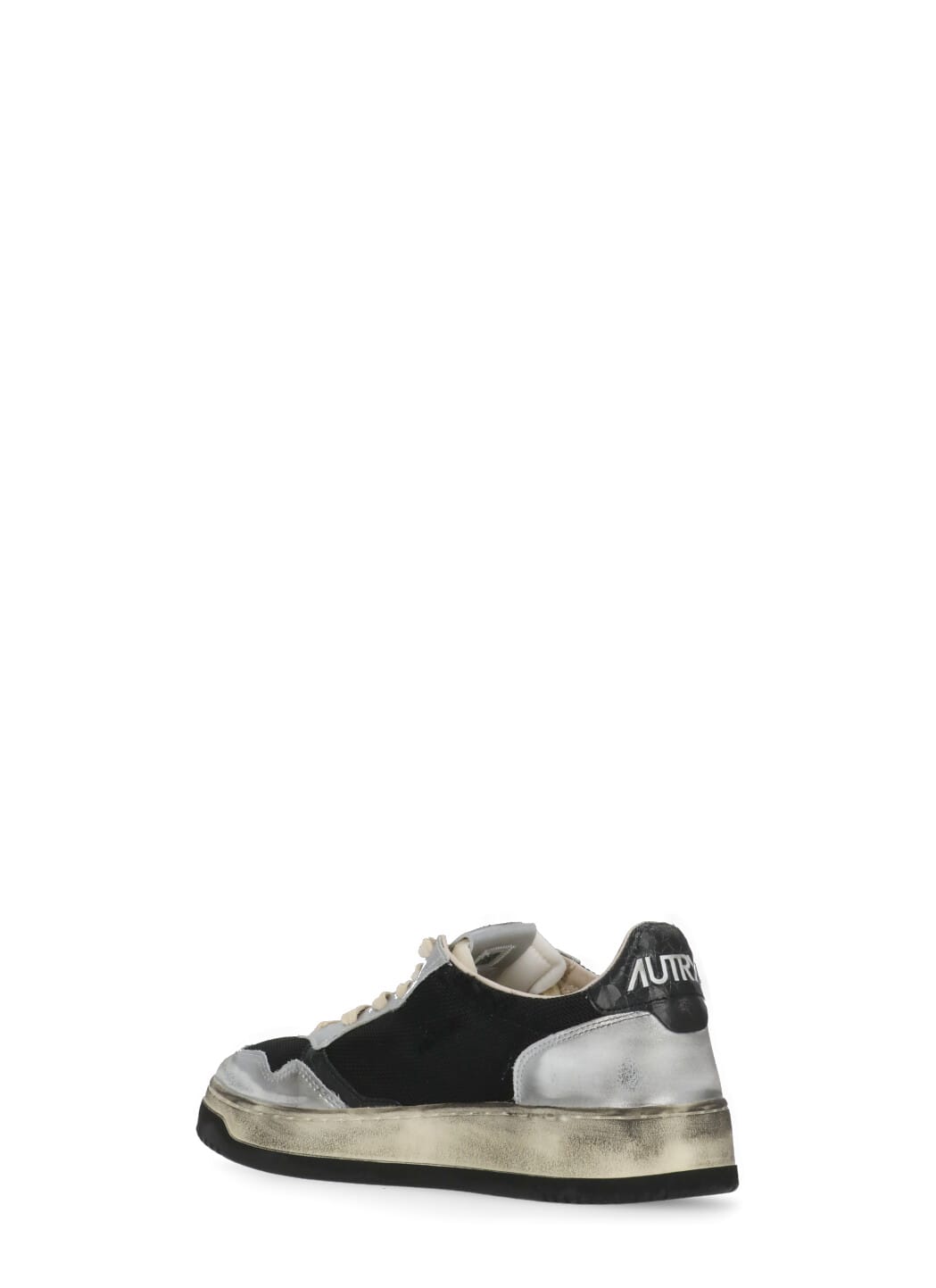 Autry Leather Low Top Sneakers With Laminated Inserts In Black