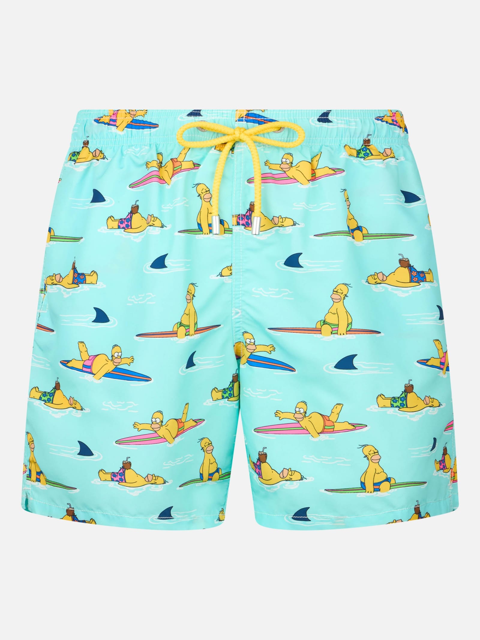 Mc2 Saint Barth Man Mid-length Gustavia Swim-shorts With Homer Simpson Print The Simpsons Special Edition In Green