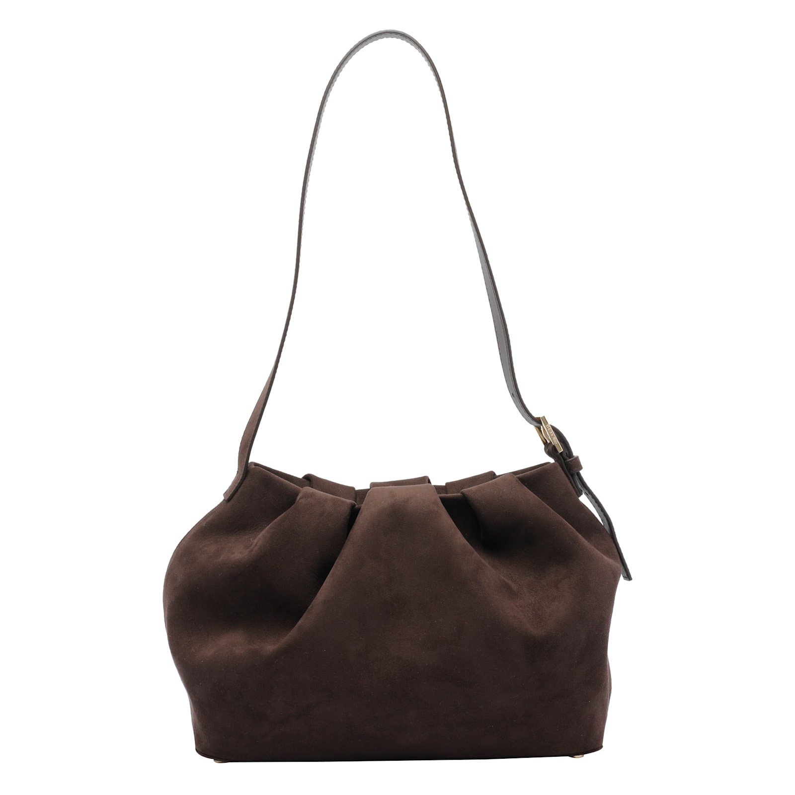 Themoirè Pleated Suede Shoulder Bag Strap In Brown