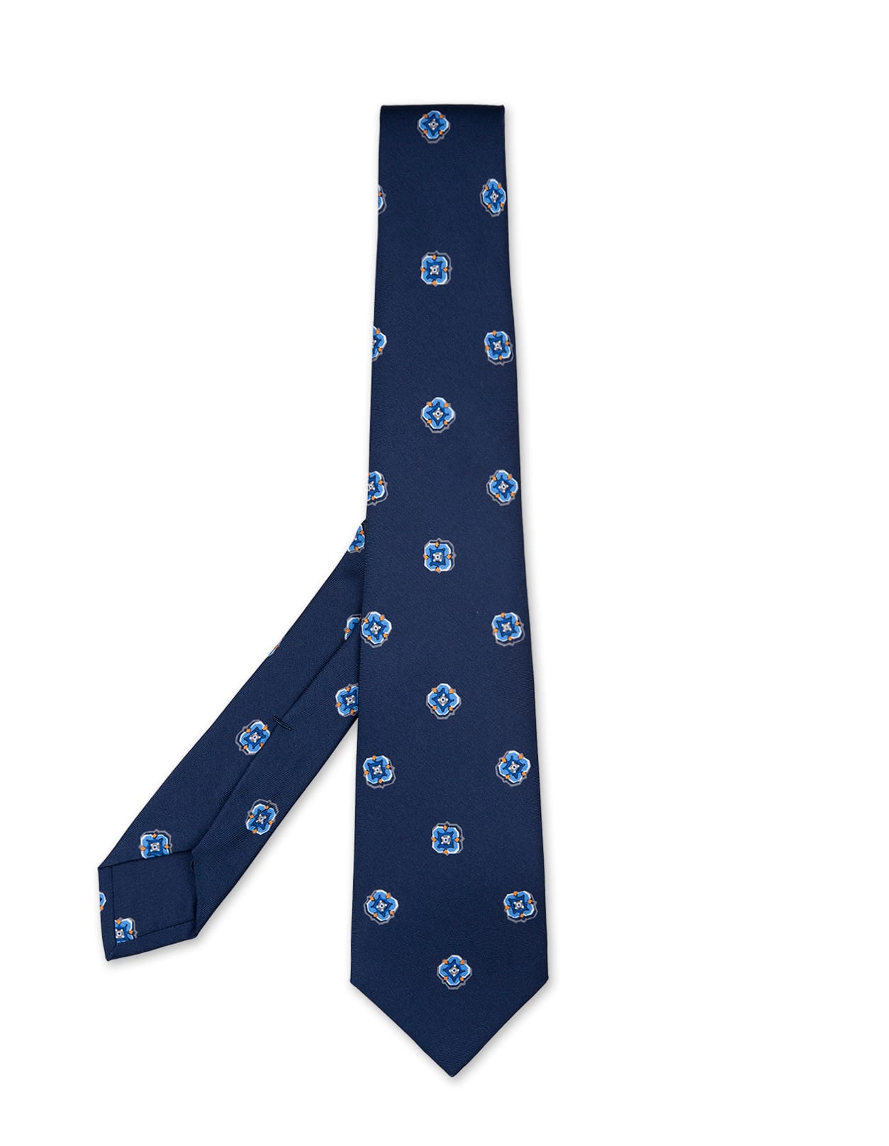 Blue Silk Tie With Contrast Pattern