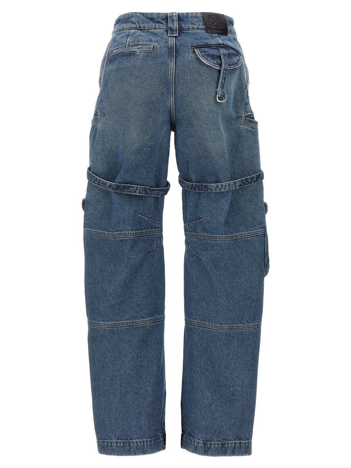 Shop Off-white Mid-rise Wide Leg Jeans In Denim