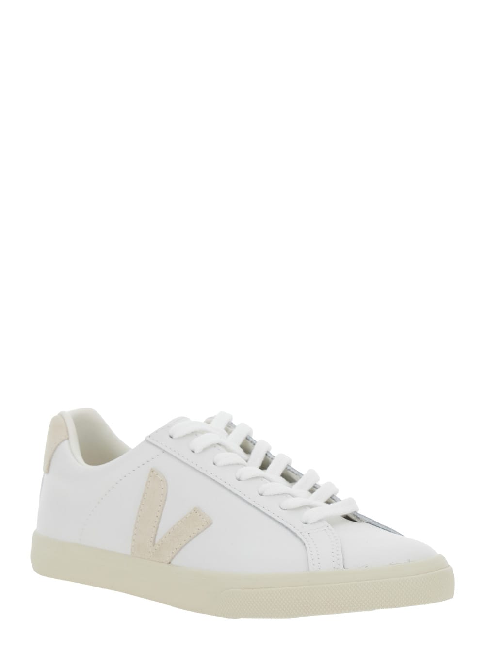 Veja Esplar White Low Top Sneakers With Logo Detail On The Side And Logo Lettering On The Heel In Leather In White