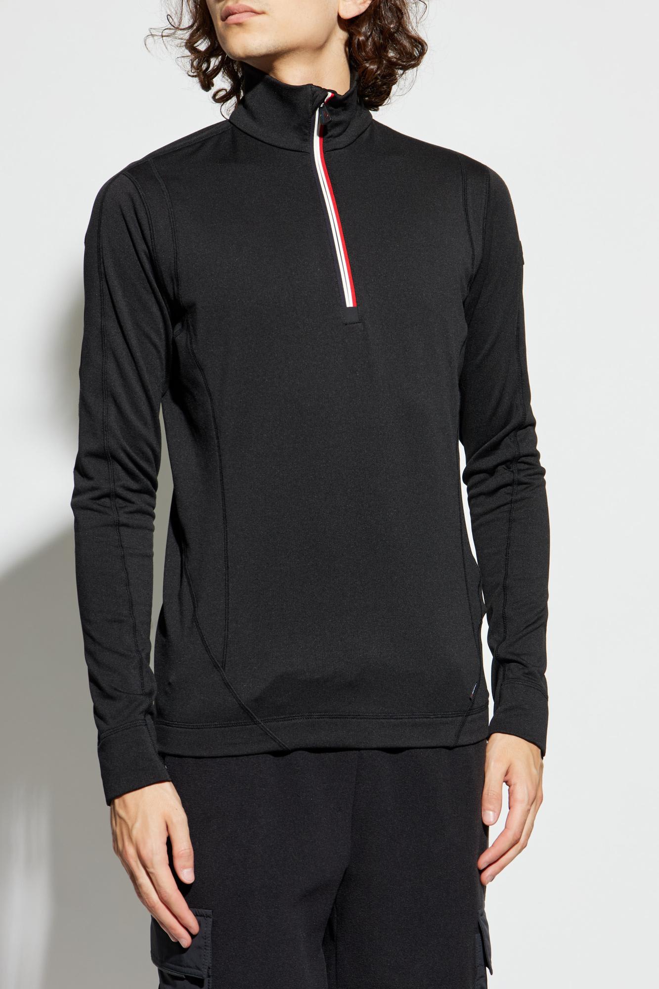 Moncler High Collar Knit Sweatshirt Contrast Trim In Black