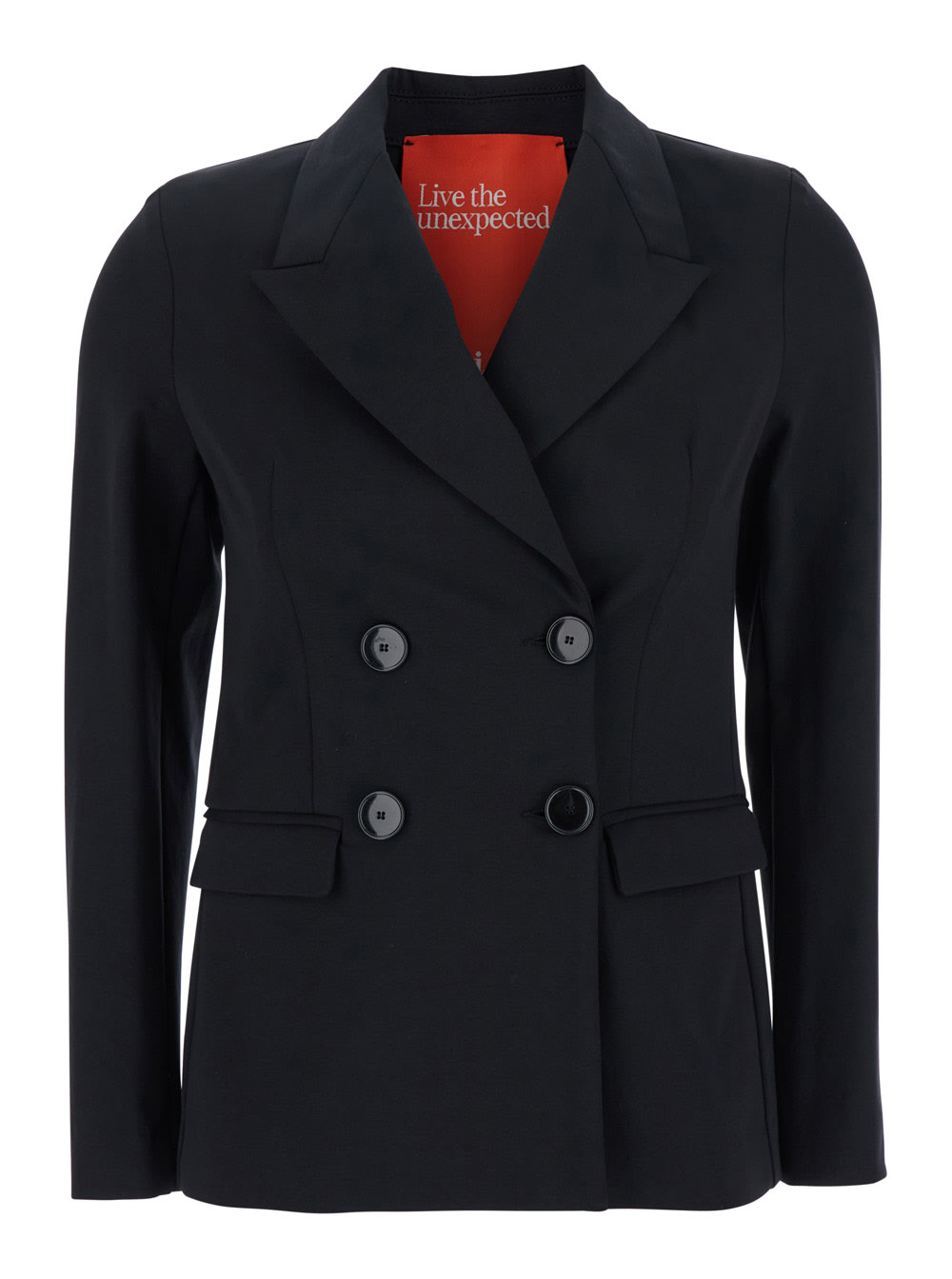 Merci Black Double-breasted Jacket With Peak Revers In Fabric Woman