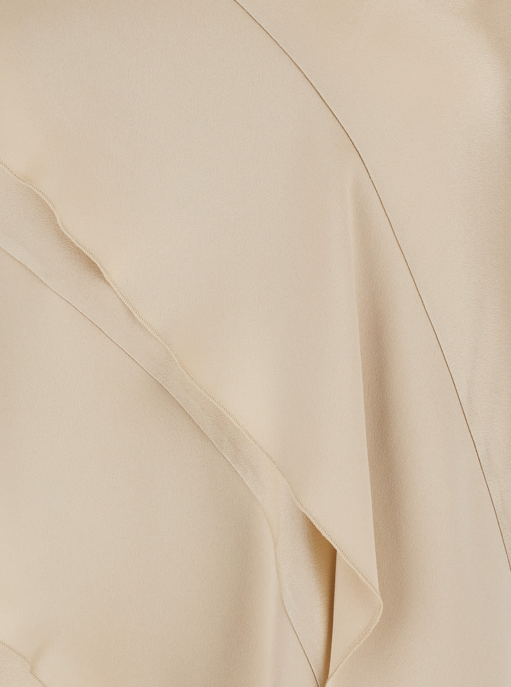 ANTONELLI VITERBO BEIGE CREWNECK TOP WITH FRONT ASYMMETRIC RUFFLE IN SATIN WOMAN