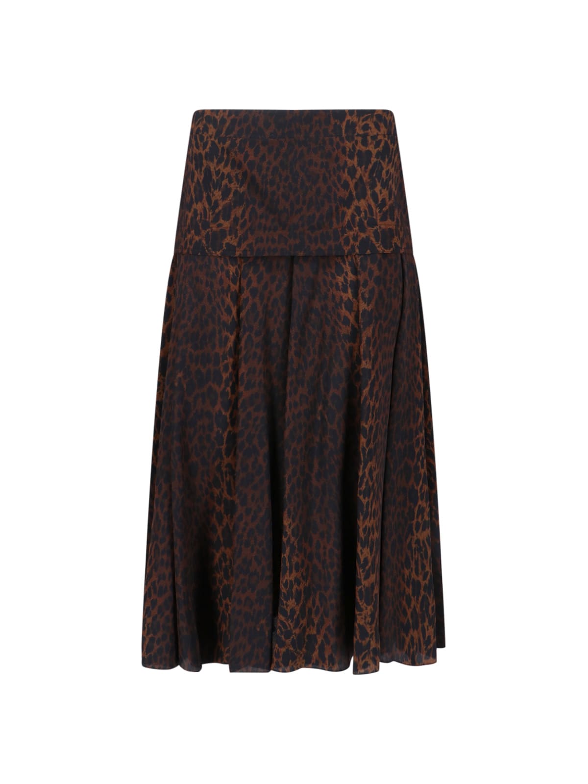 Balenciaga Godet-panelled Silk-crepe Midi Skirt In Brown