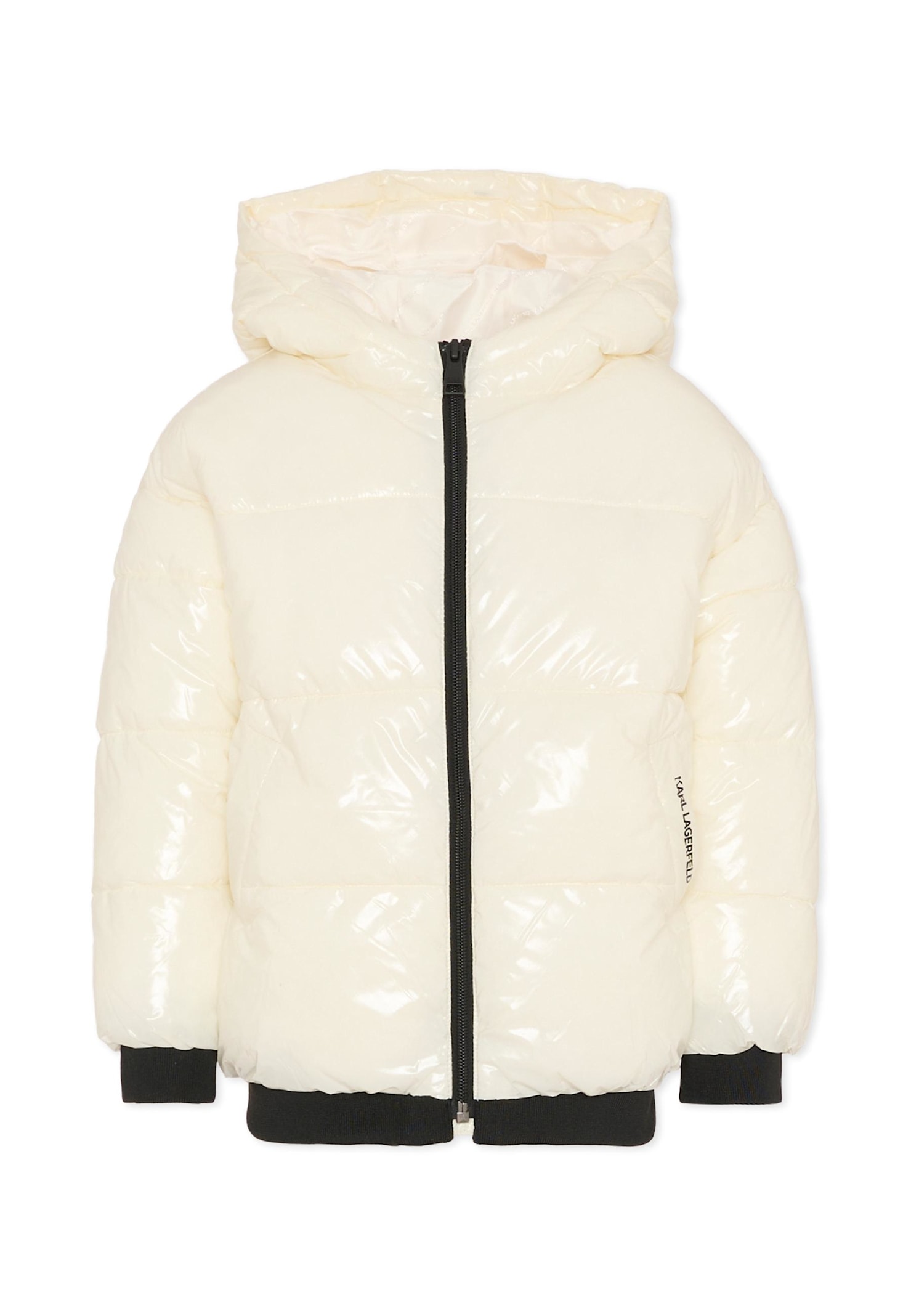 Karl Lagerfeld Ivory Down Jacket For Girl With Logo In White