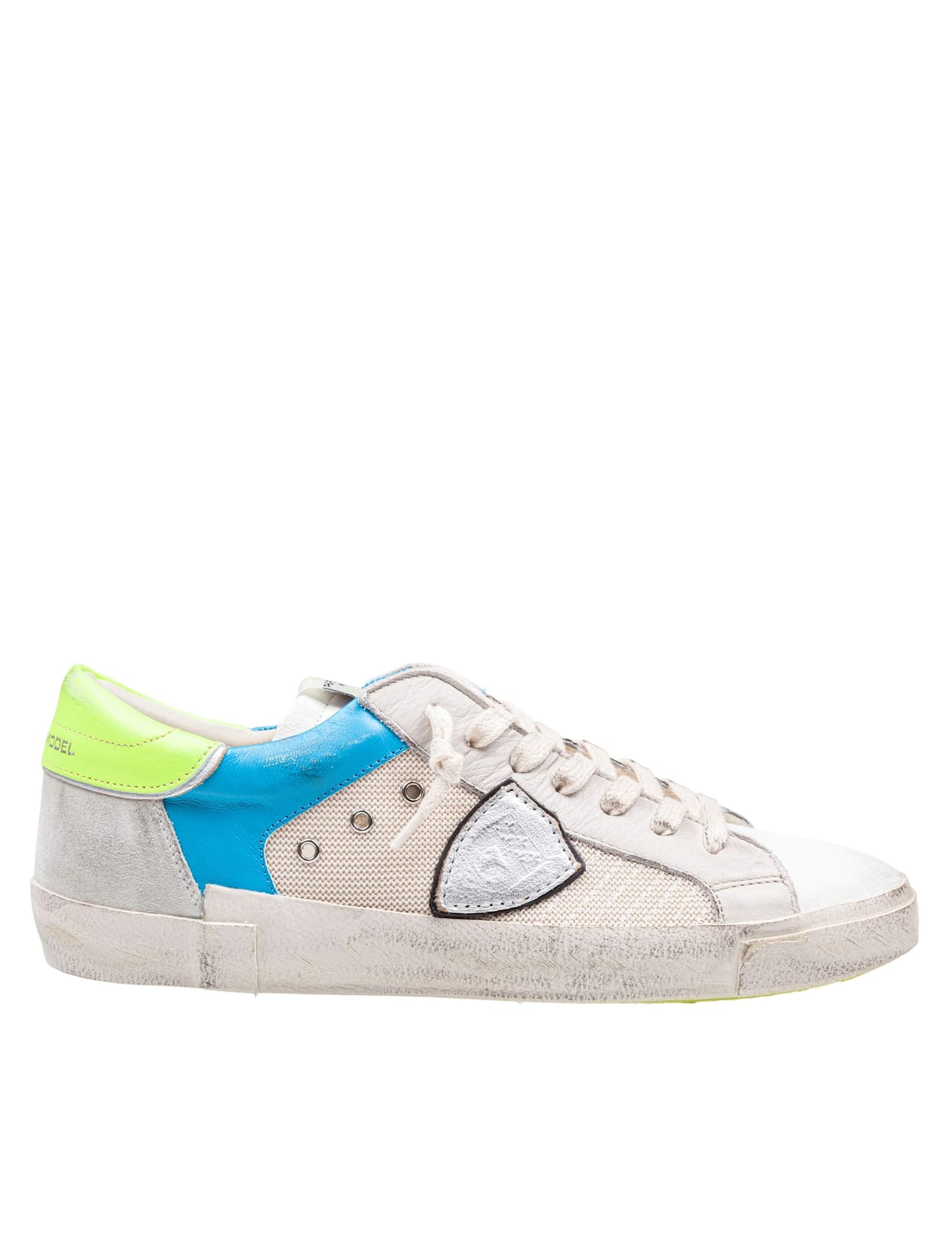 Sneakers Prsx In Fabric And Leather Color White And Fluorescent Yellow