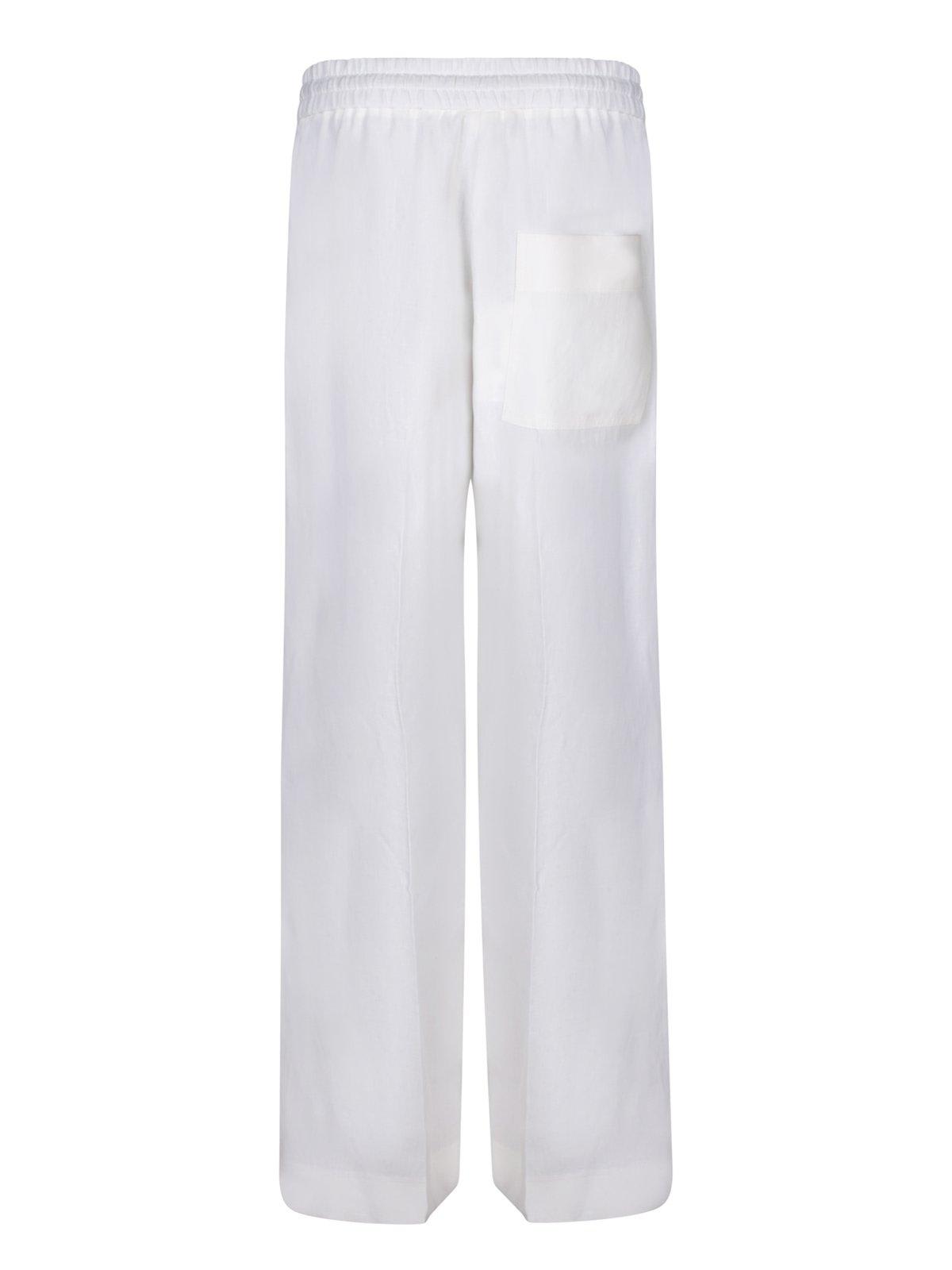 Shop Paul Smith Drawstring Wide Leg Pants In White